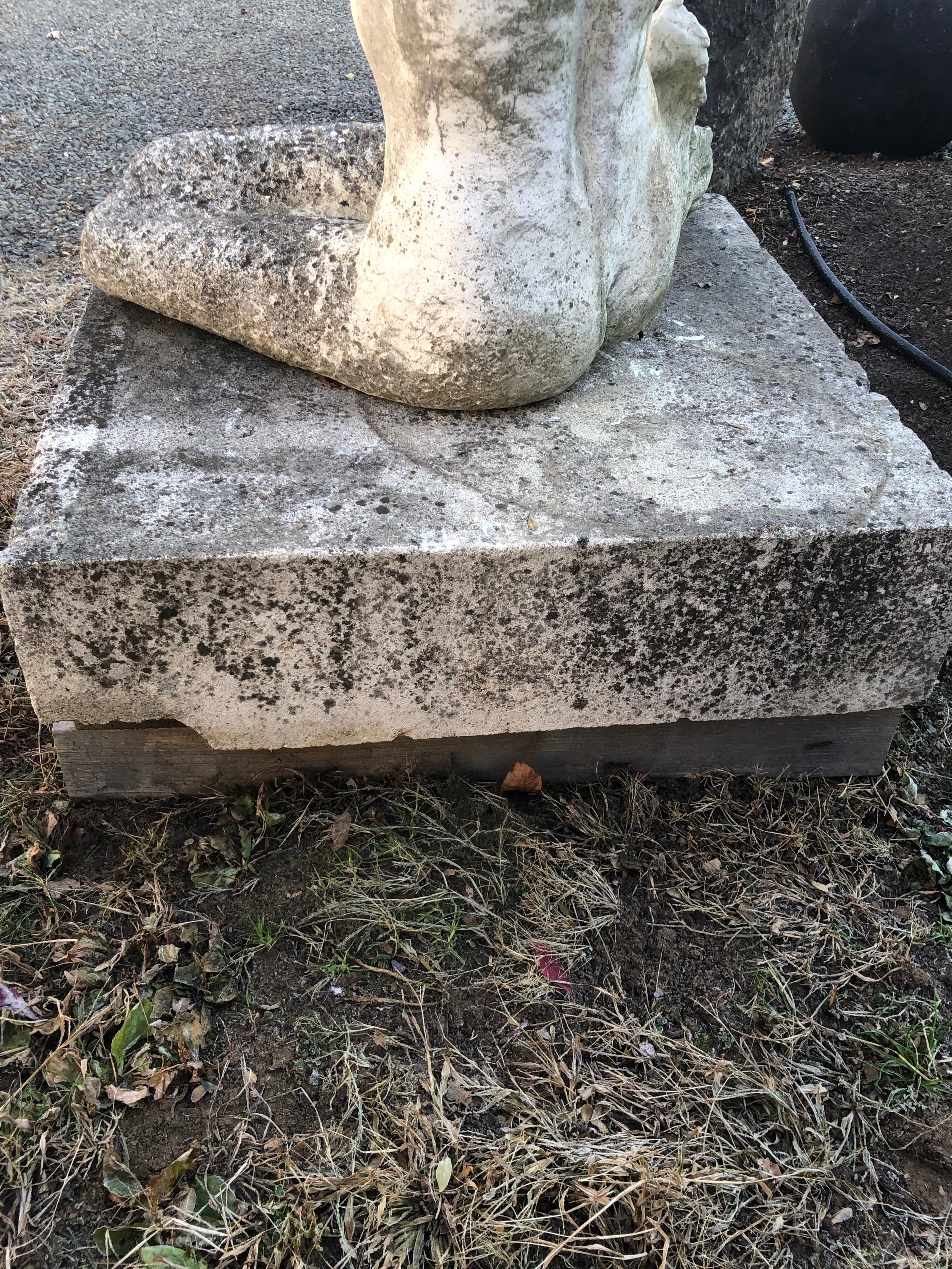 Life-Sized English Cast Stone Statue of a Mermaid Atop a Carved Stone Base 9