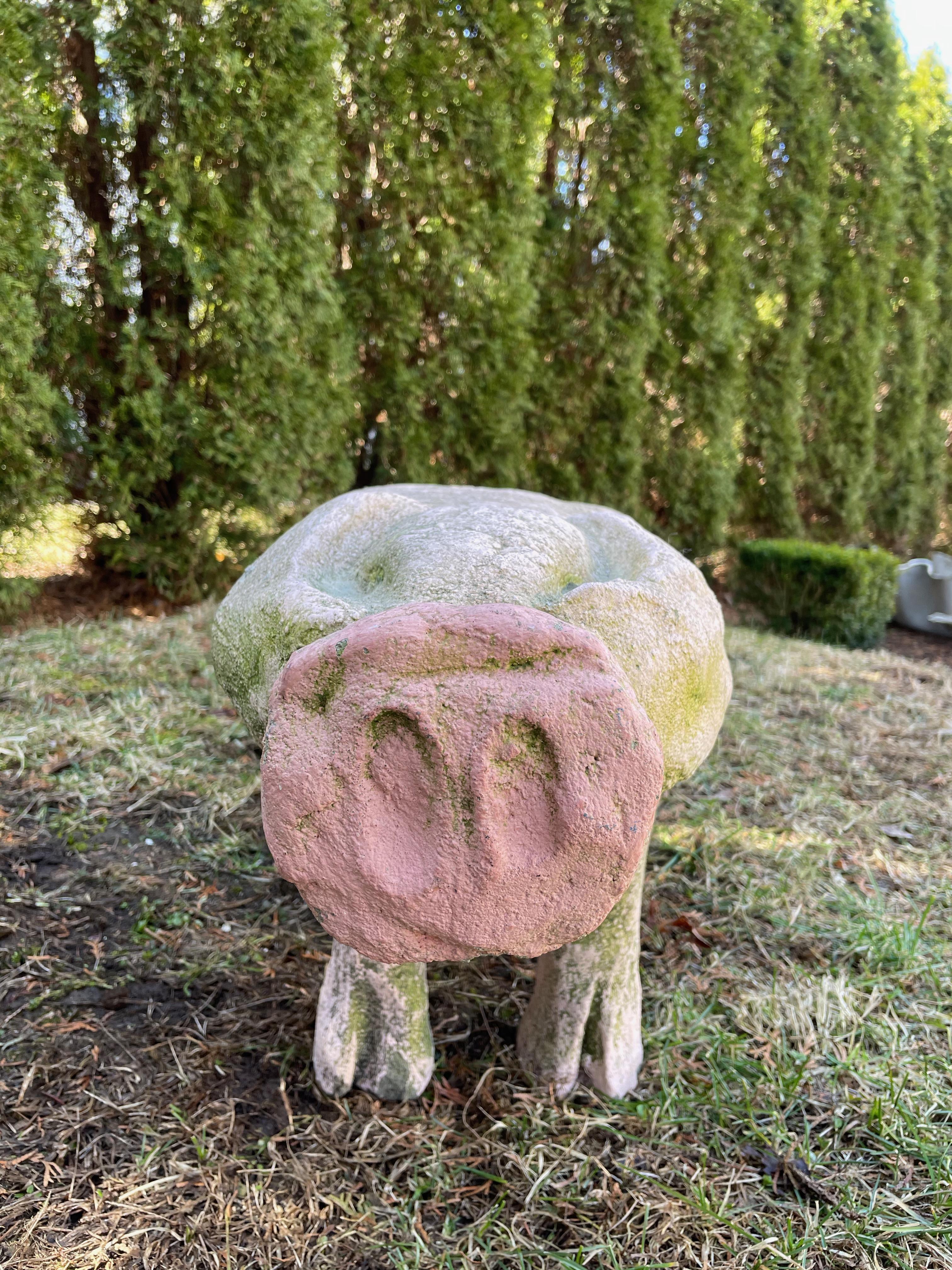 Life-Sized French Cast Stone Piglet in Original Paint In Good Condition For Sale In Woodbury, CT