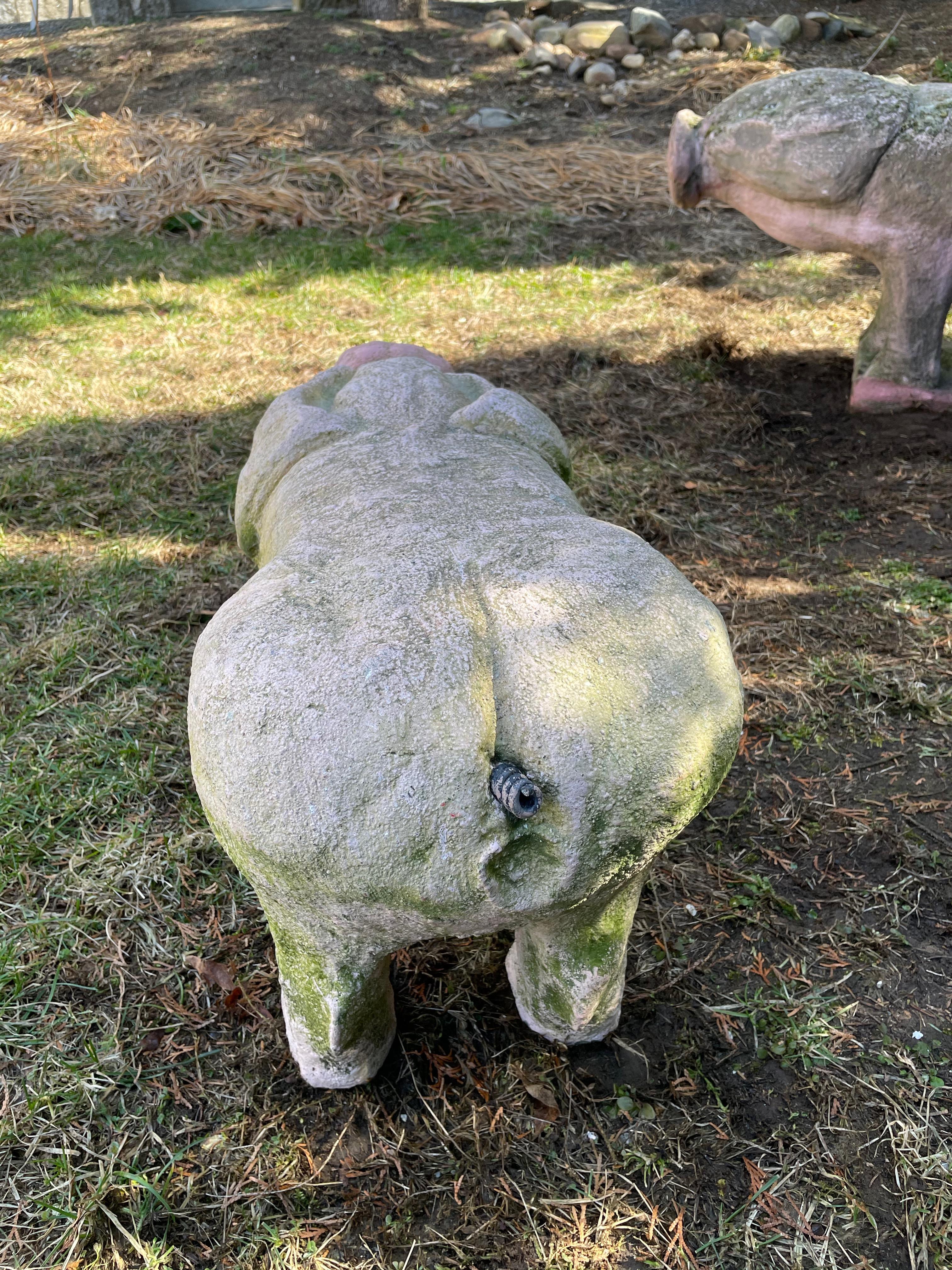 20th Century Life-Sized French Cast Stone Piglet in Original Paint For Sale