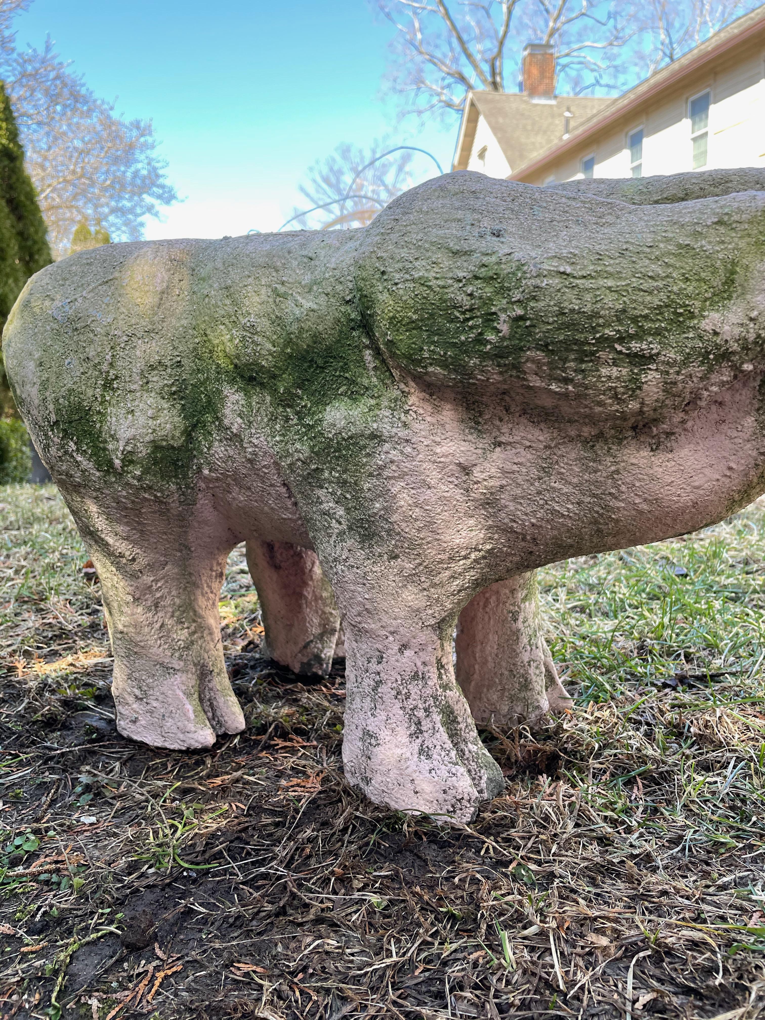 Life-Sized French Cast Stone Piglet in Original Paint For Sale 1