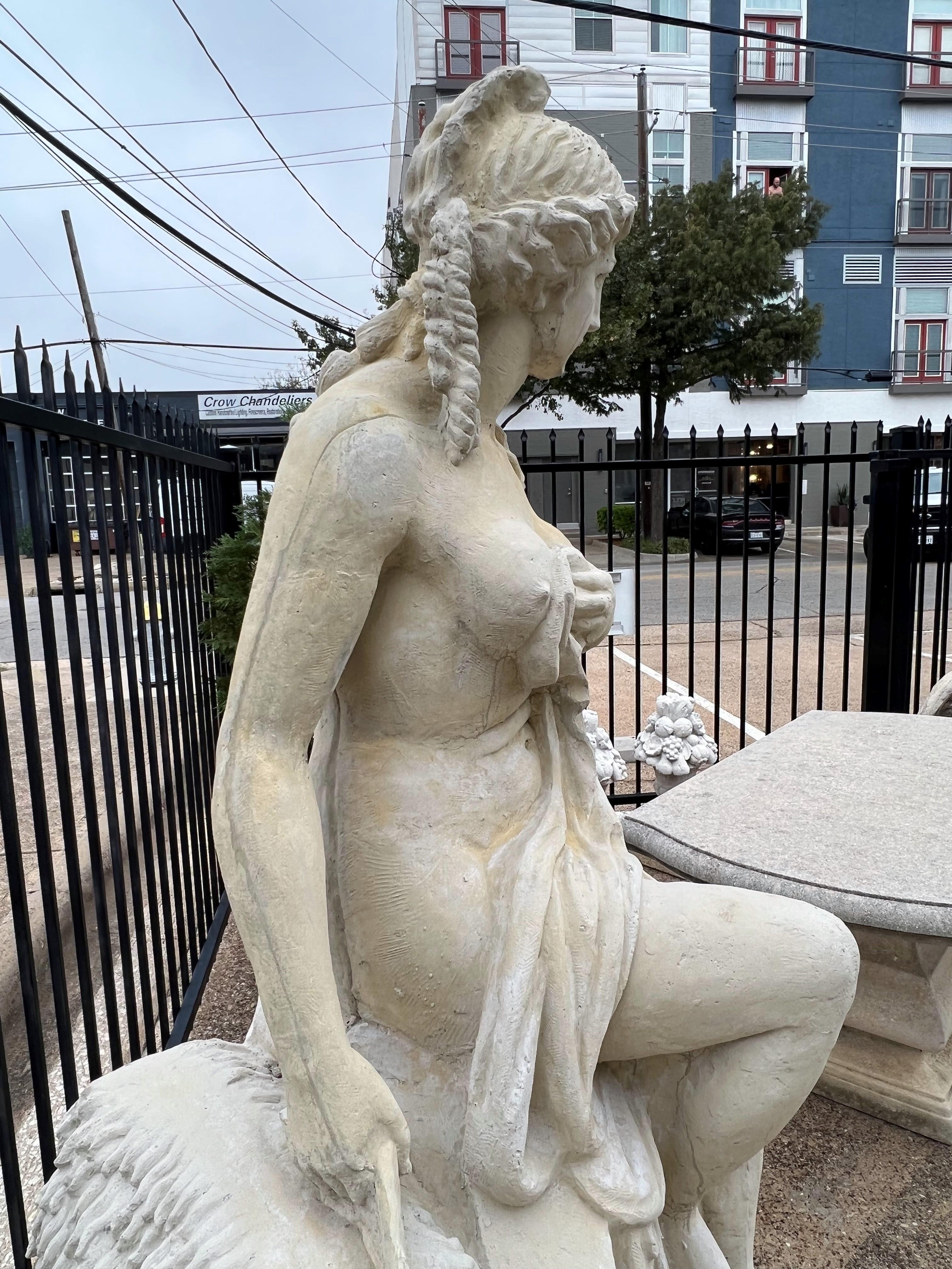 Contemporary Life Sized Garden Statue of Amalthea and Jupiter's Goat For Sale