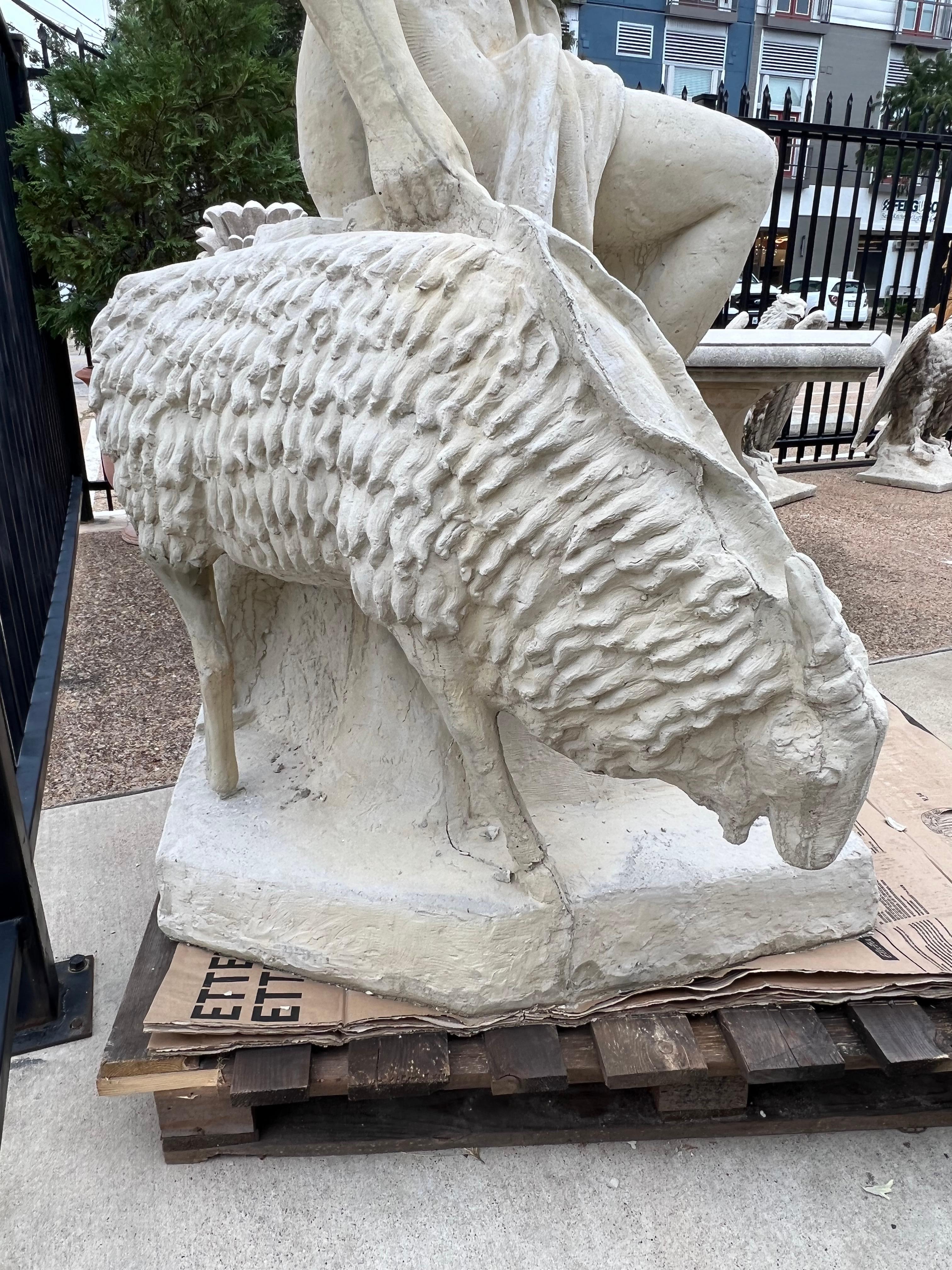 Stone Life Sized Garden Statue of Amalthea and Jupiter's Goat For Sale