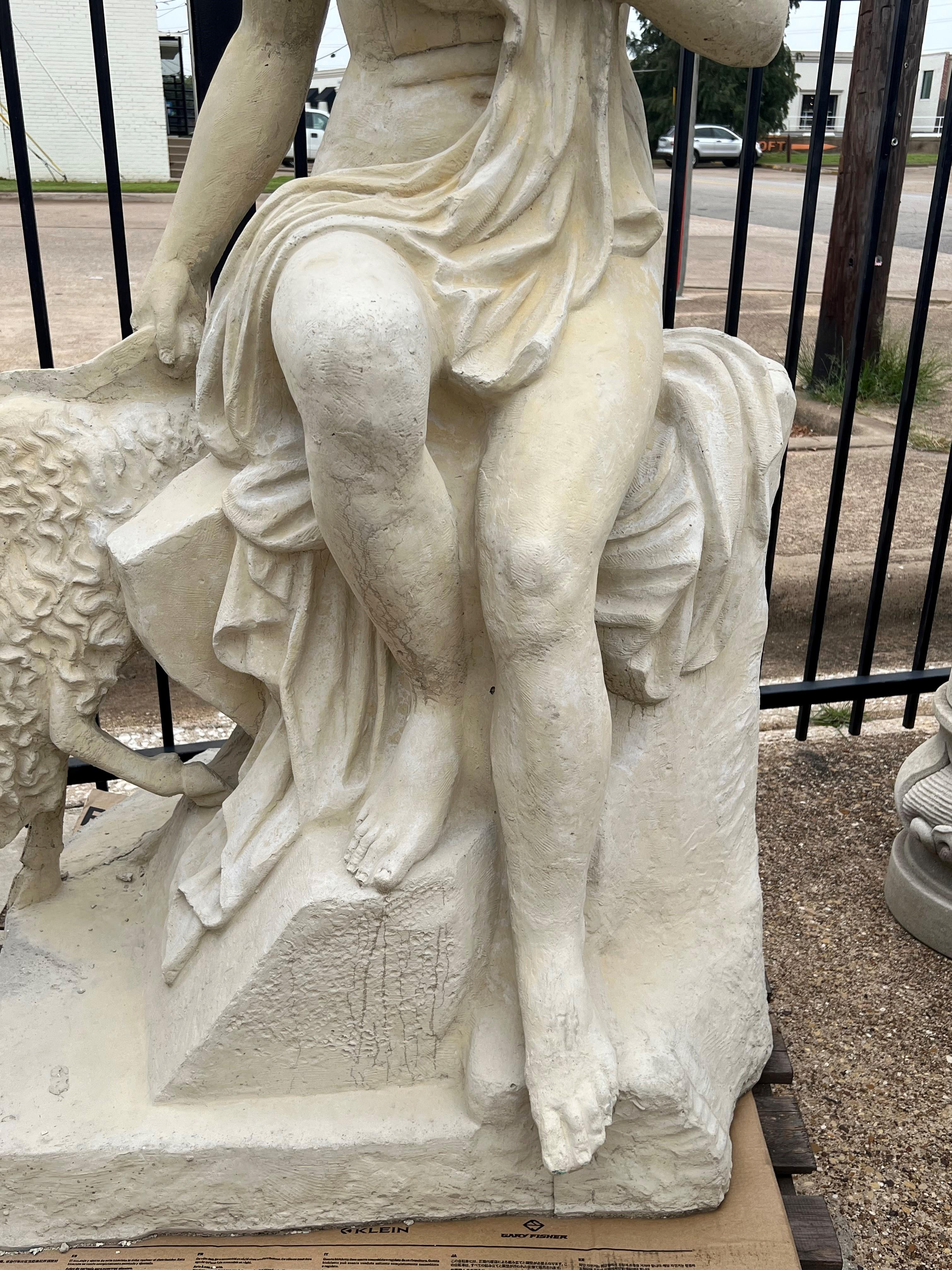 Néoclassique Statue de jardin grandeur nature d'Amalthée et du bouc de Jupiter en vente
