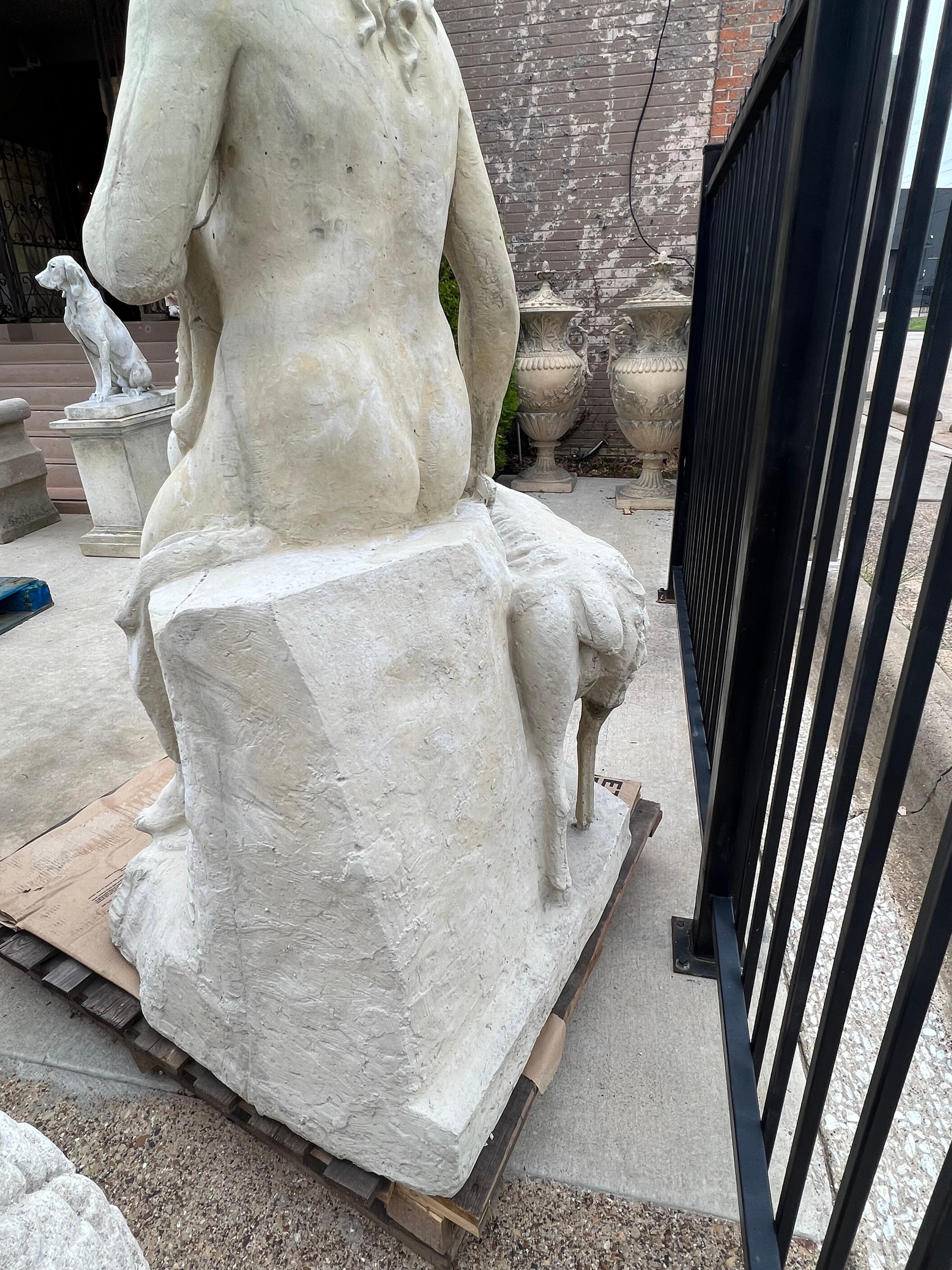 French Life Sized Garden Statue of Amalthea and Jupiter's Goat For Sale