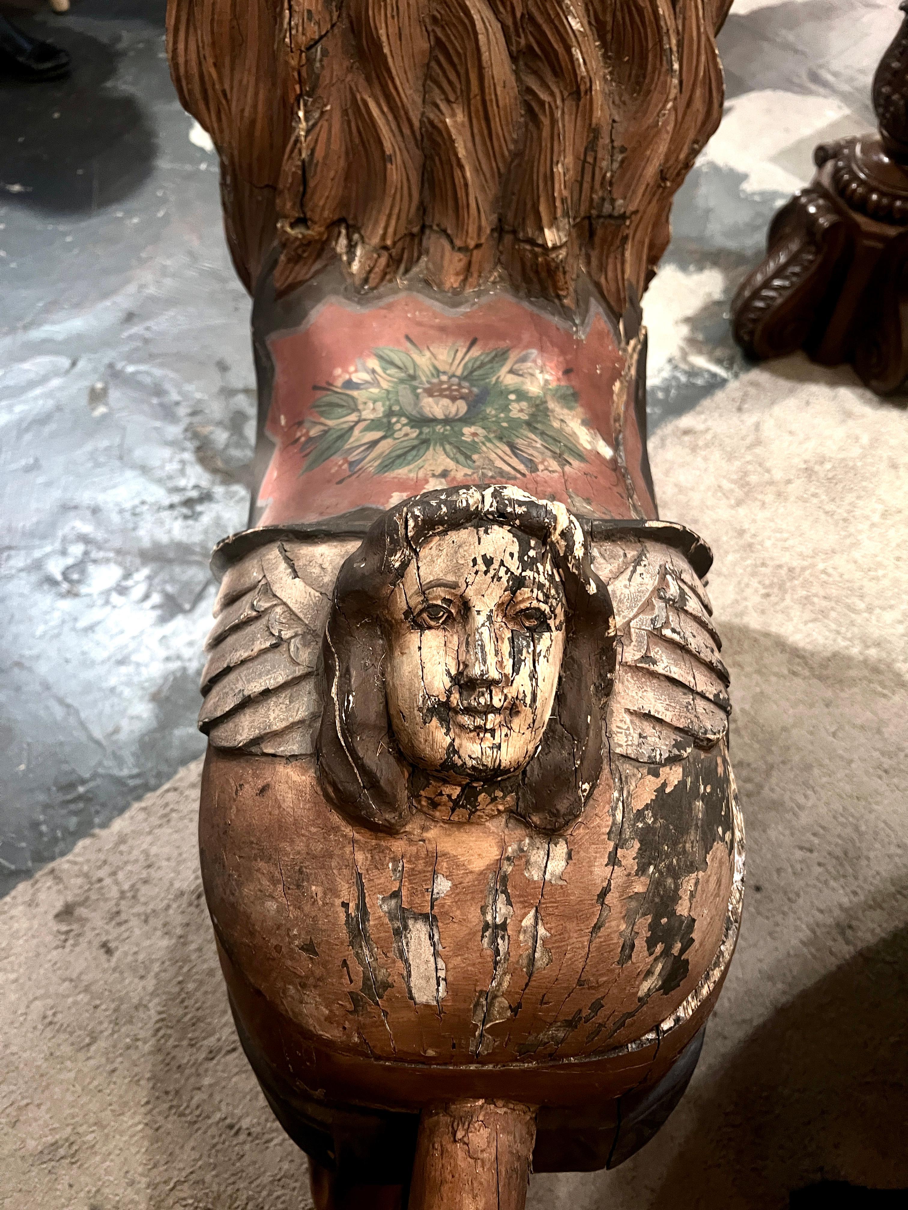 León de carrusel de principios del siglo XX tallado a mano a tamaño natural en venta 5