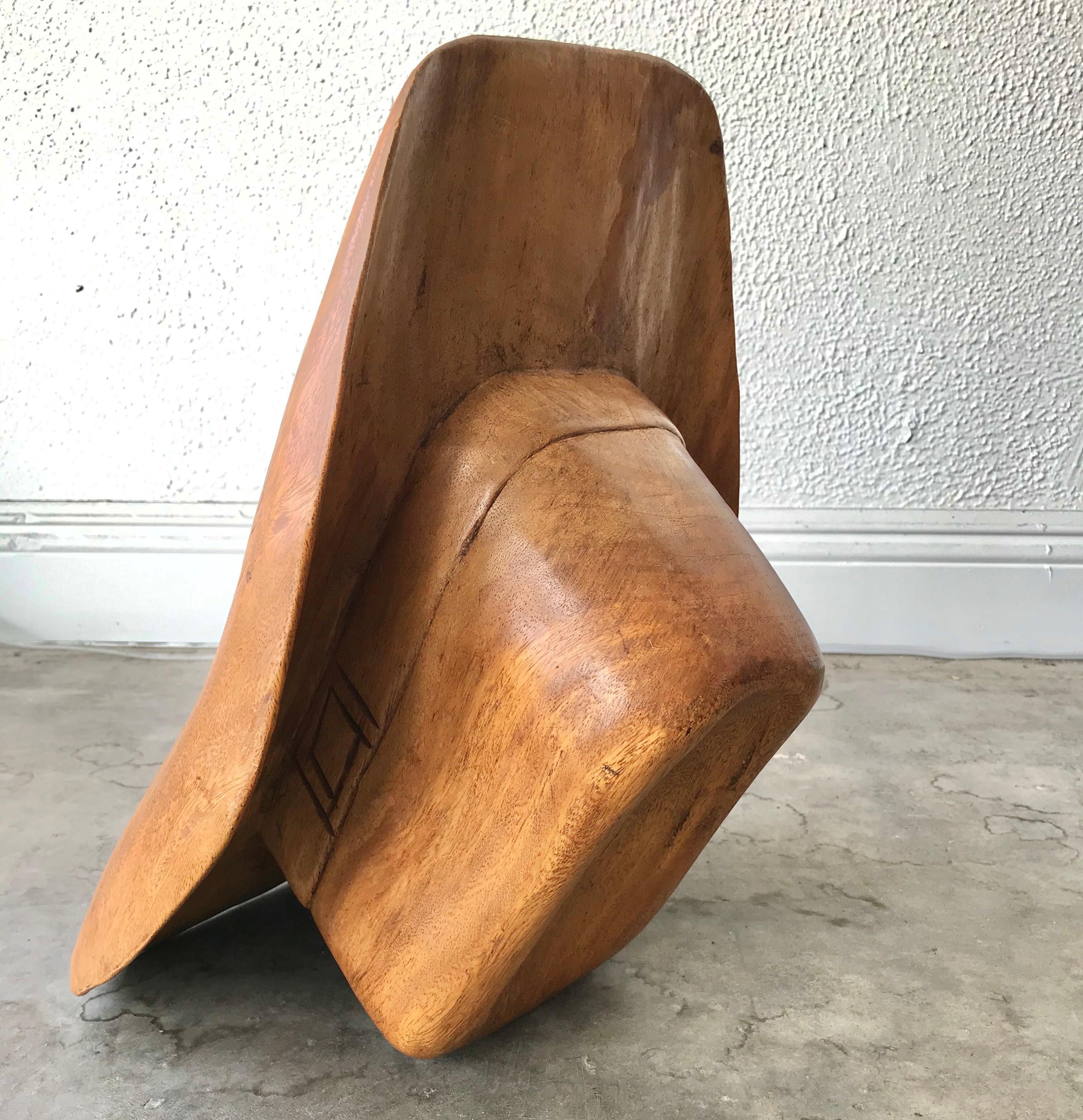 Life Sized Hand Carved Wood Cowboy Hat In Good Condition In Los Angeles, CA