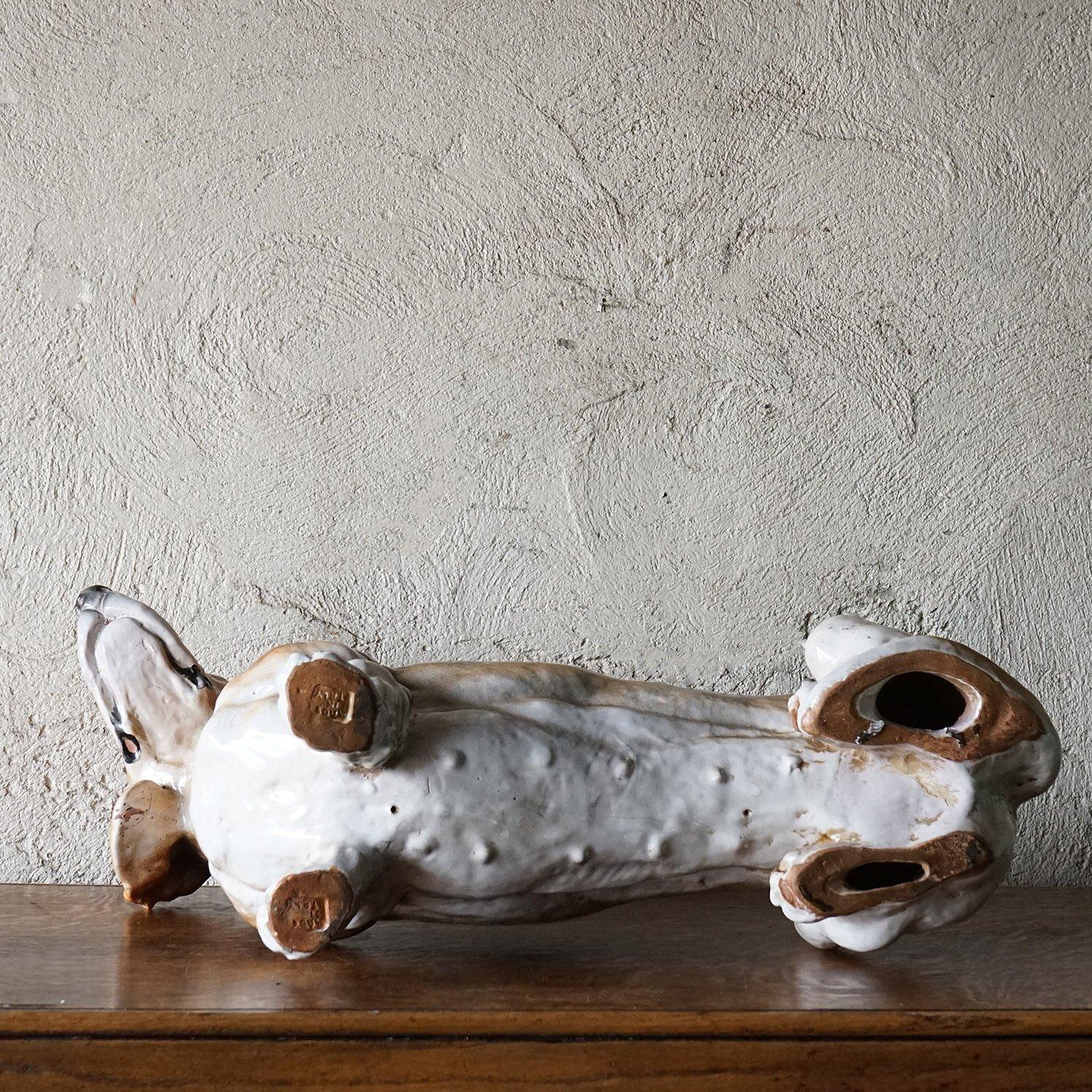 Life Sized Italian Ceramic Dachshund Sculpture, 1960s Mid Century Sausage Dog For Sale 3