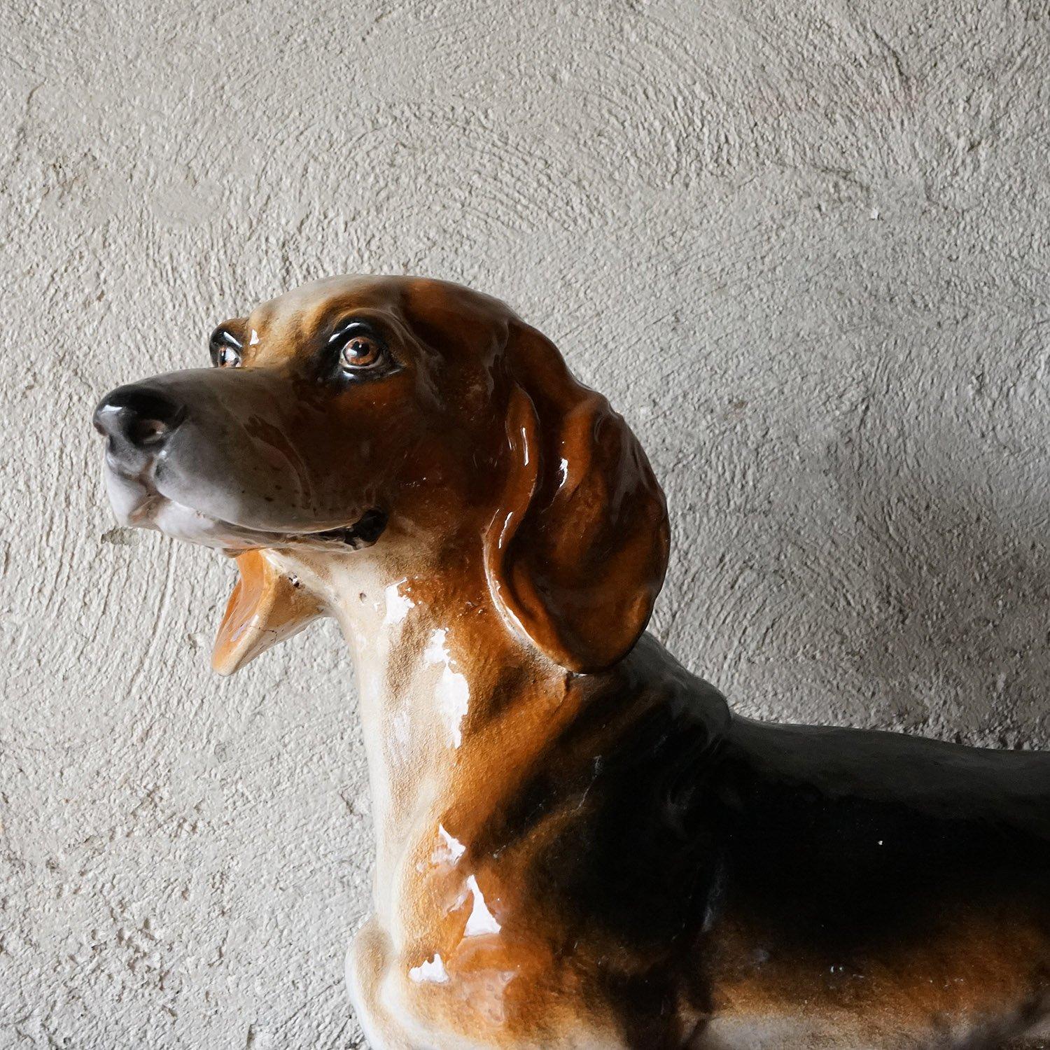 Life Sized Italian Ceramic Dachshund Sculpture, 1960s Mid Century Sausage Dog In Good Condition For Sale In Bristol, GB