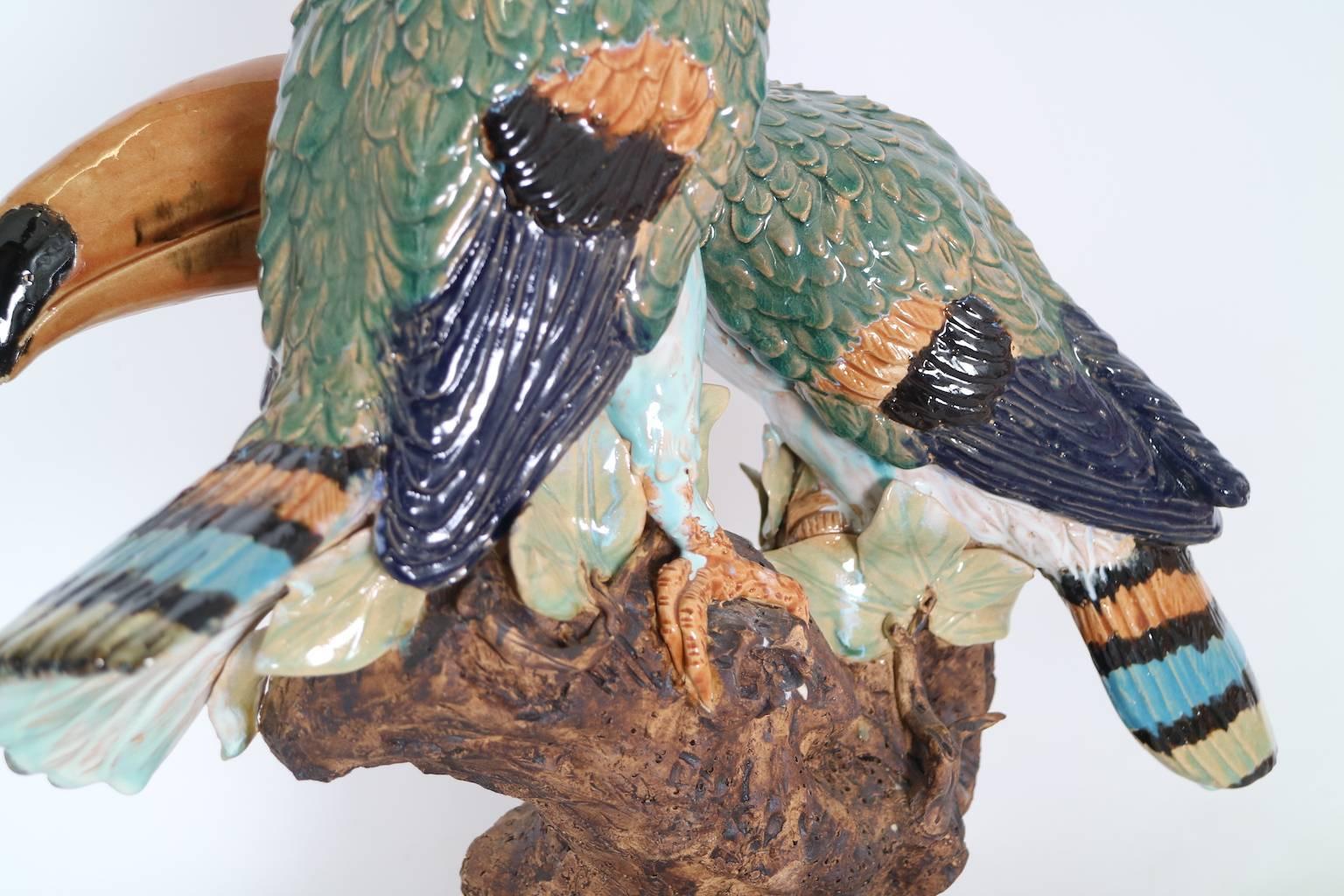 Life-Sized Italian Majolica Toucan Sculpture 3