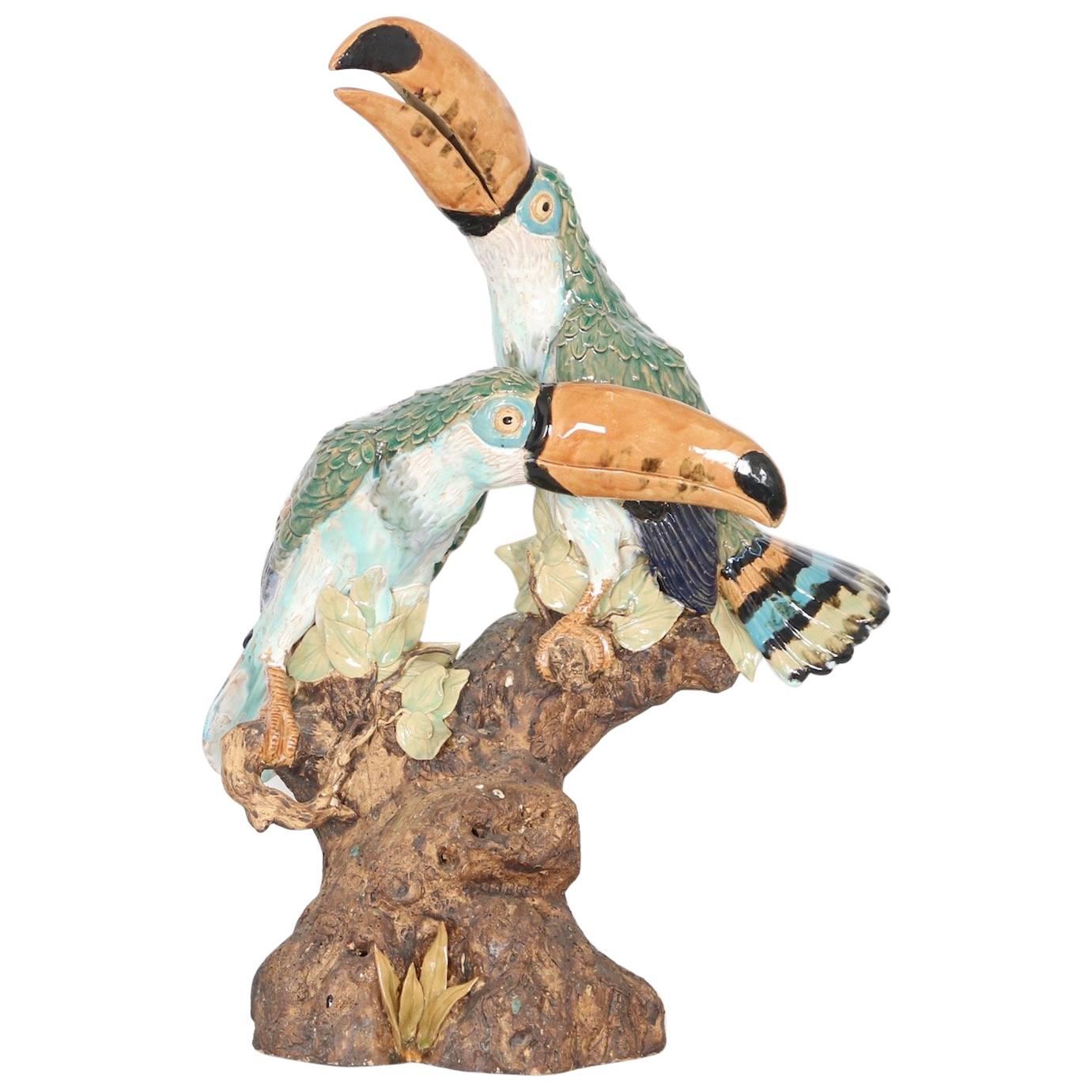 Life-Sized Italian Majolica Toucan Sculpture