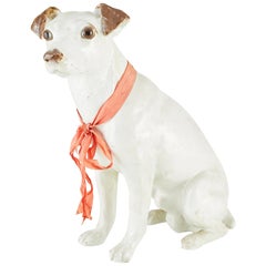 Life-Sized French Tin-Glazed Terracotta Figure of a Terrier, circa 1895