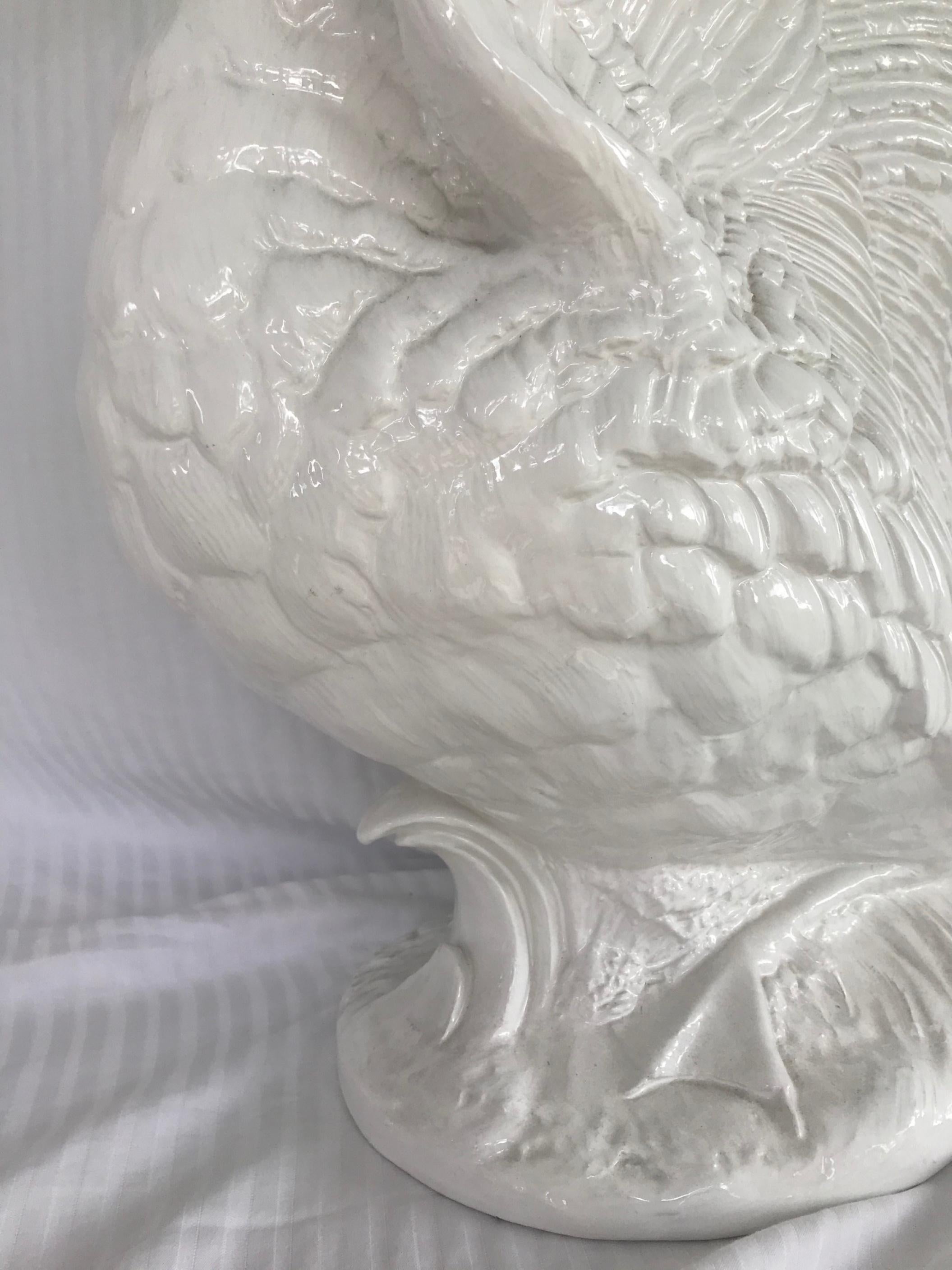 Mid-20th Century Life-Sized Pair of Swans Hollywood Regency Italian Ceramic Sculptures