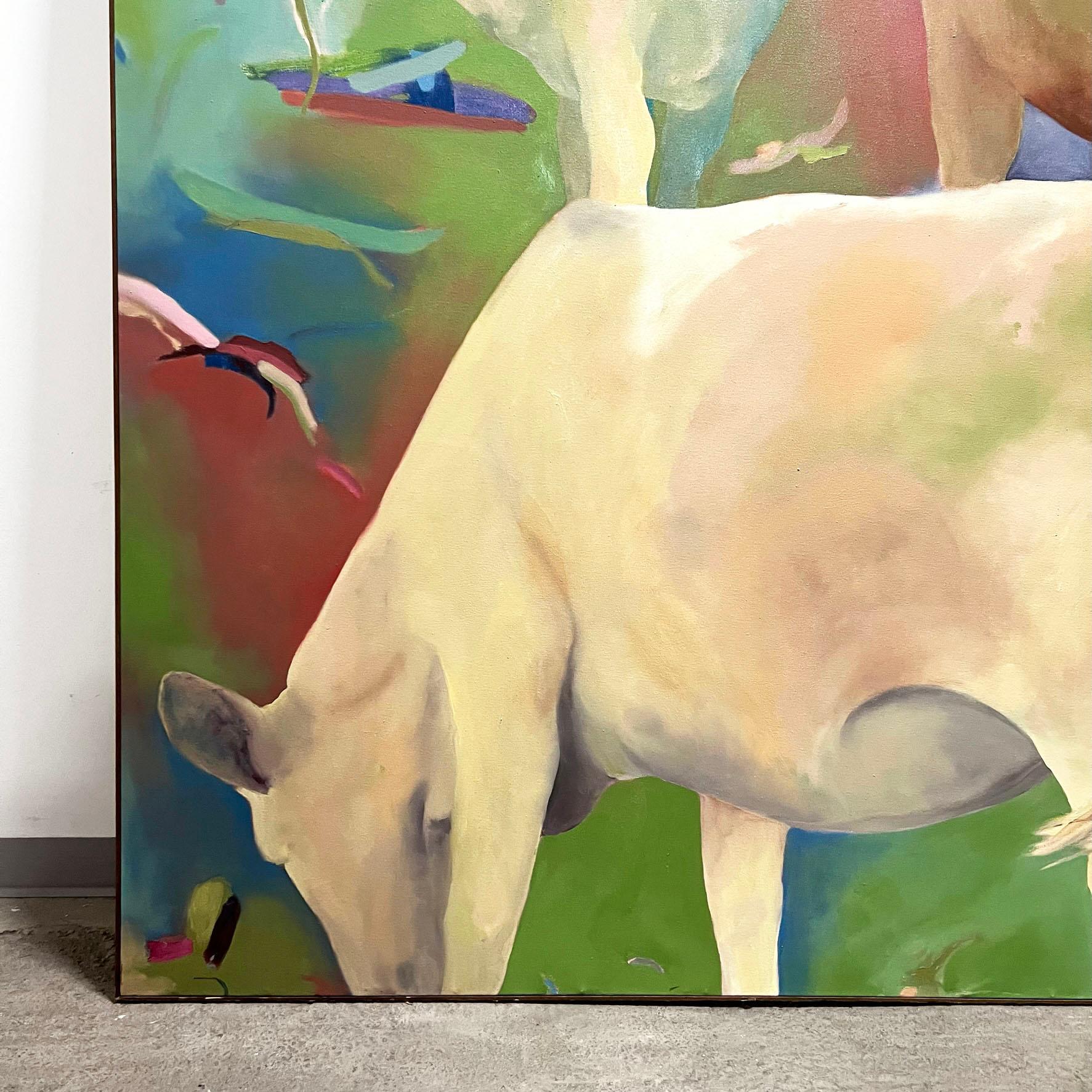 A life-sized canvas entitled “Buttermilk Fantasy” d. 1981, by the gifted Boston artist Pat Monson (1941-2019) Measures 104.25