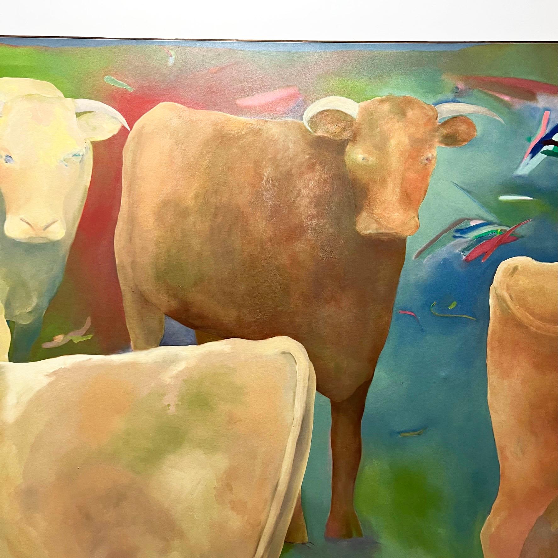 Post-Modern Life-Sized Post Modern Pastoral Painting by Pat Monson d. 1981 For Sale