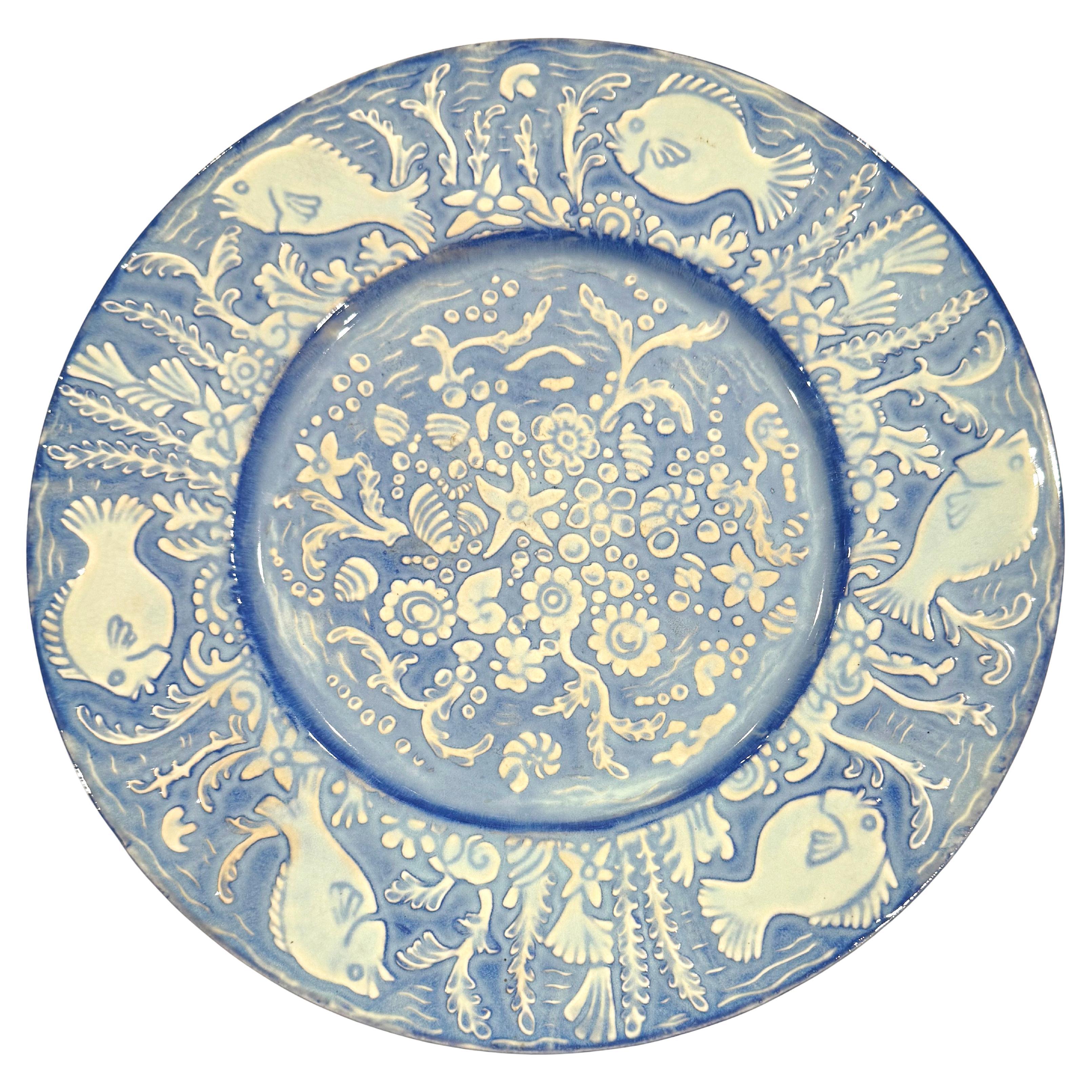 "Life Undersea", Rare Art Deco Plate w/ Fish and Starfish by Winter for Cowan