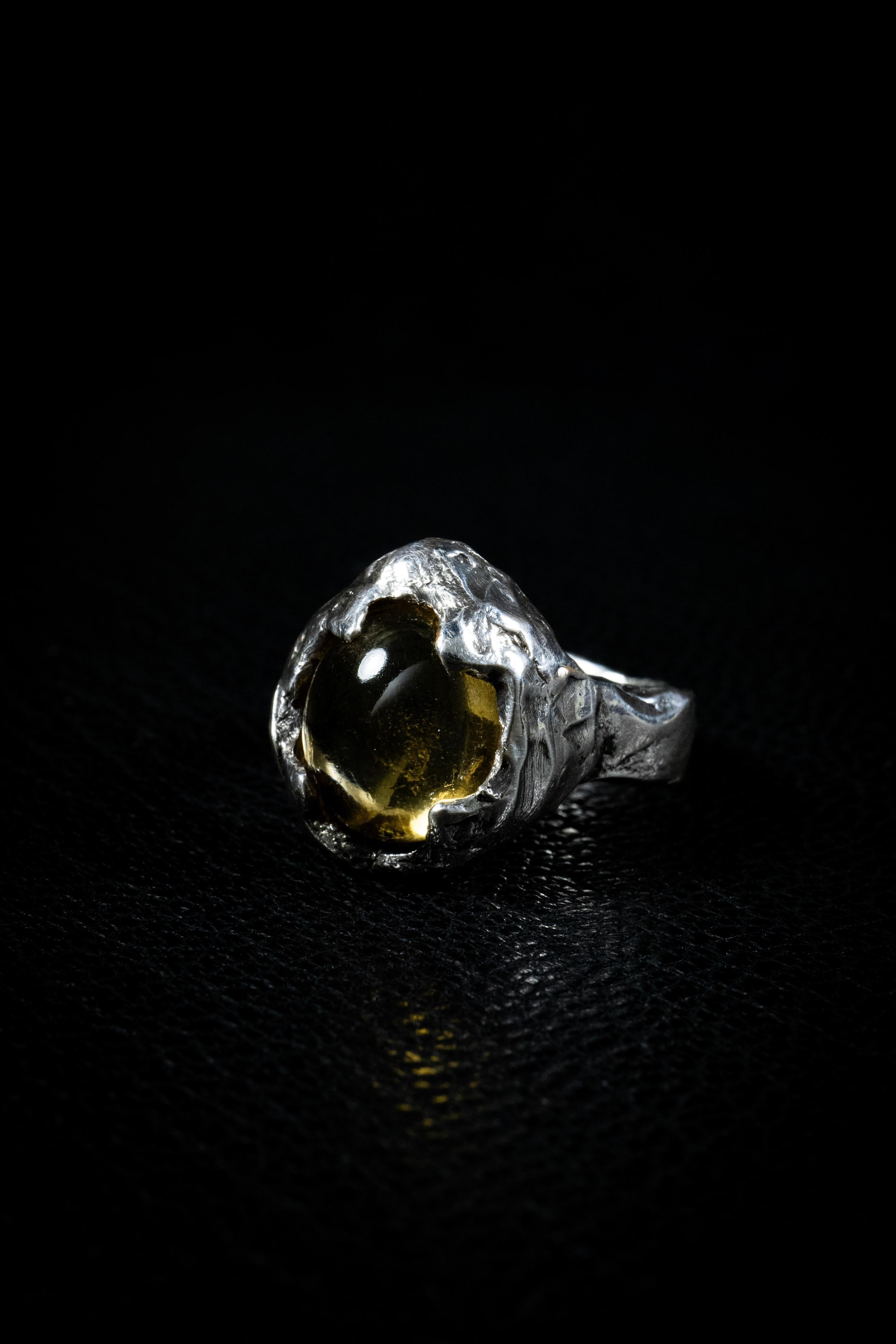 Cabochon Lifecycle (Citrine, Sterling Silver Ring) by Ken Fury  For Sale