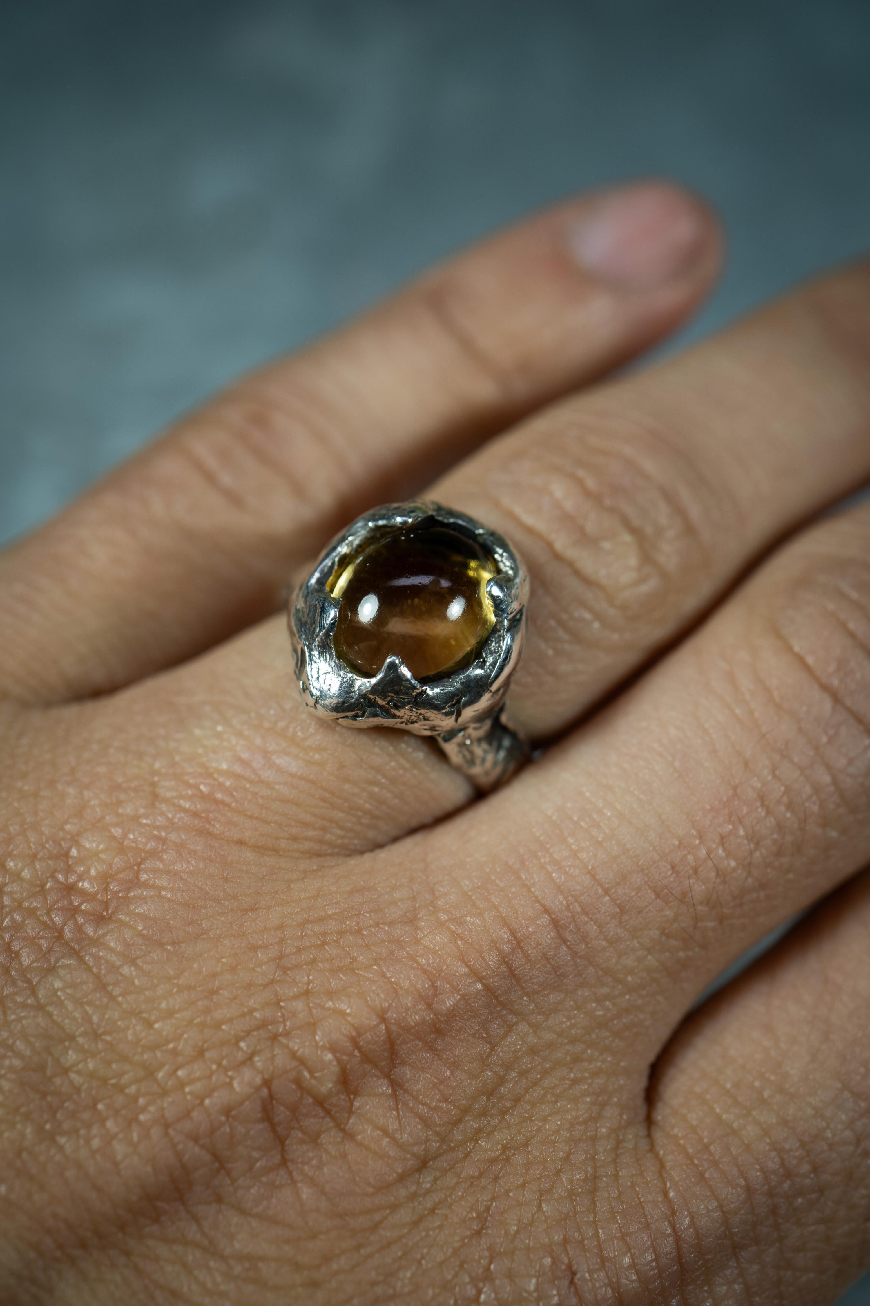 Lifecycle (Citrine, Sterling Silver Ring) by Ken Fury  In New Condition For Sale In Queens, NY
