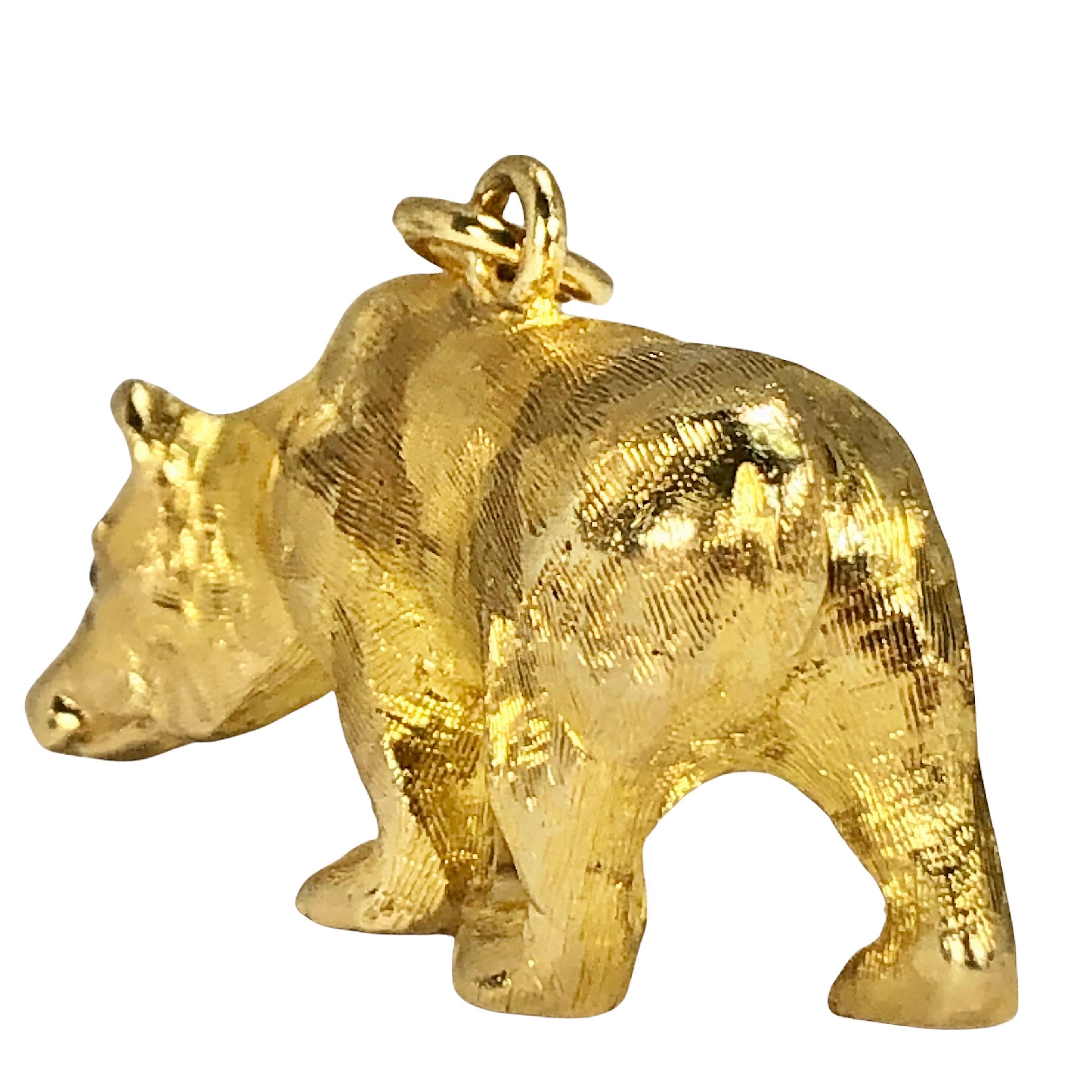 solid gold bear pendant