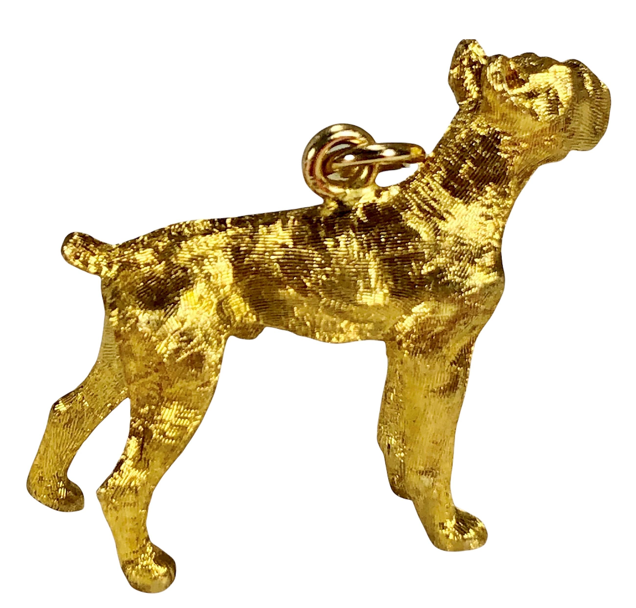 Contemporary Lifelike 14K Yellow Gold Dog Pendant with 24K Gold Wash