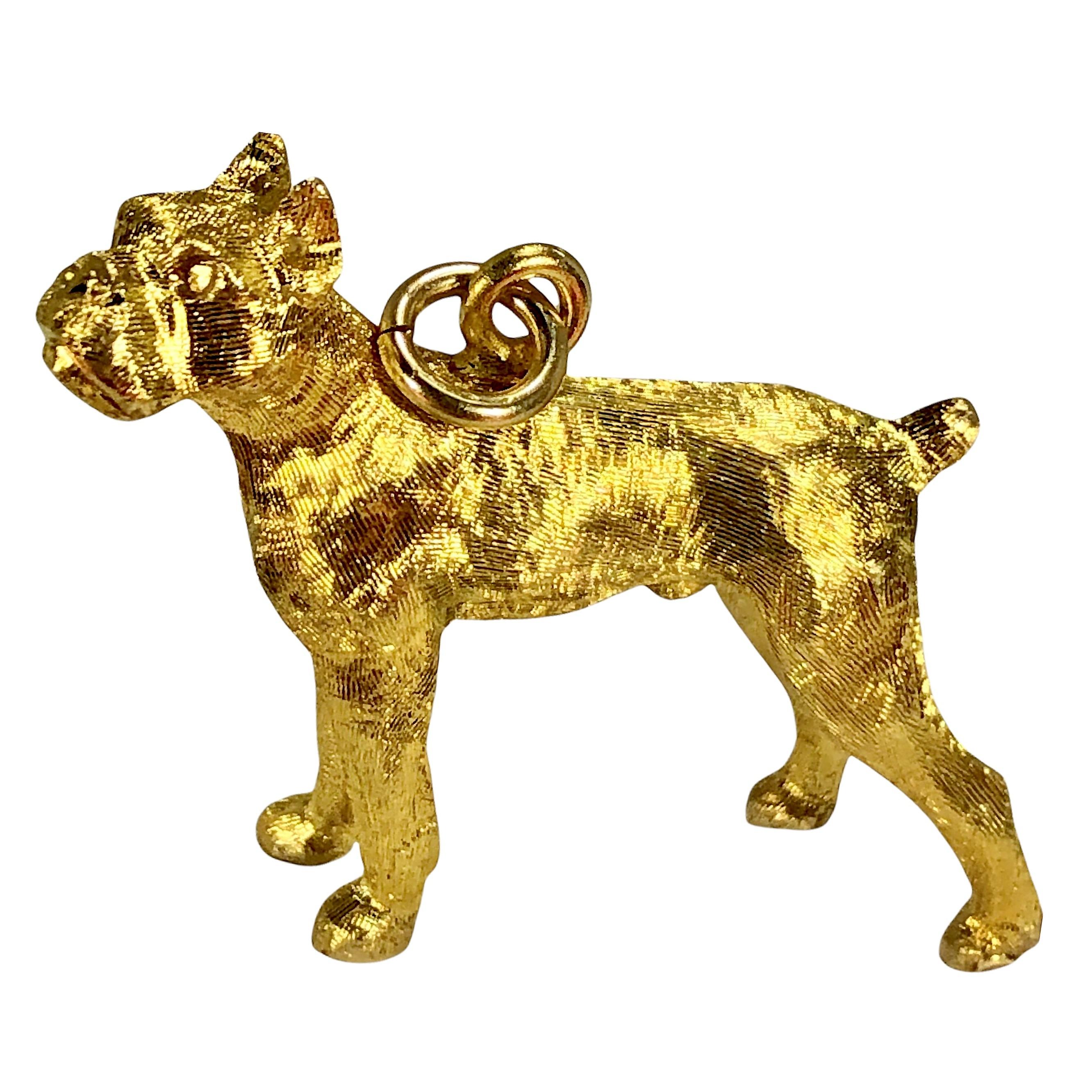 Lifelike 14K Yellow Gold Dog Pendant with 24K Gold Wash In Good Condition In Palm Beach, FL