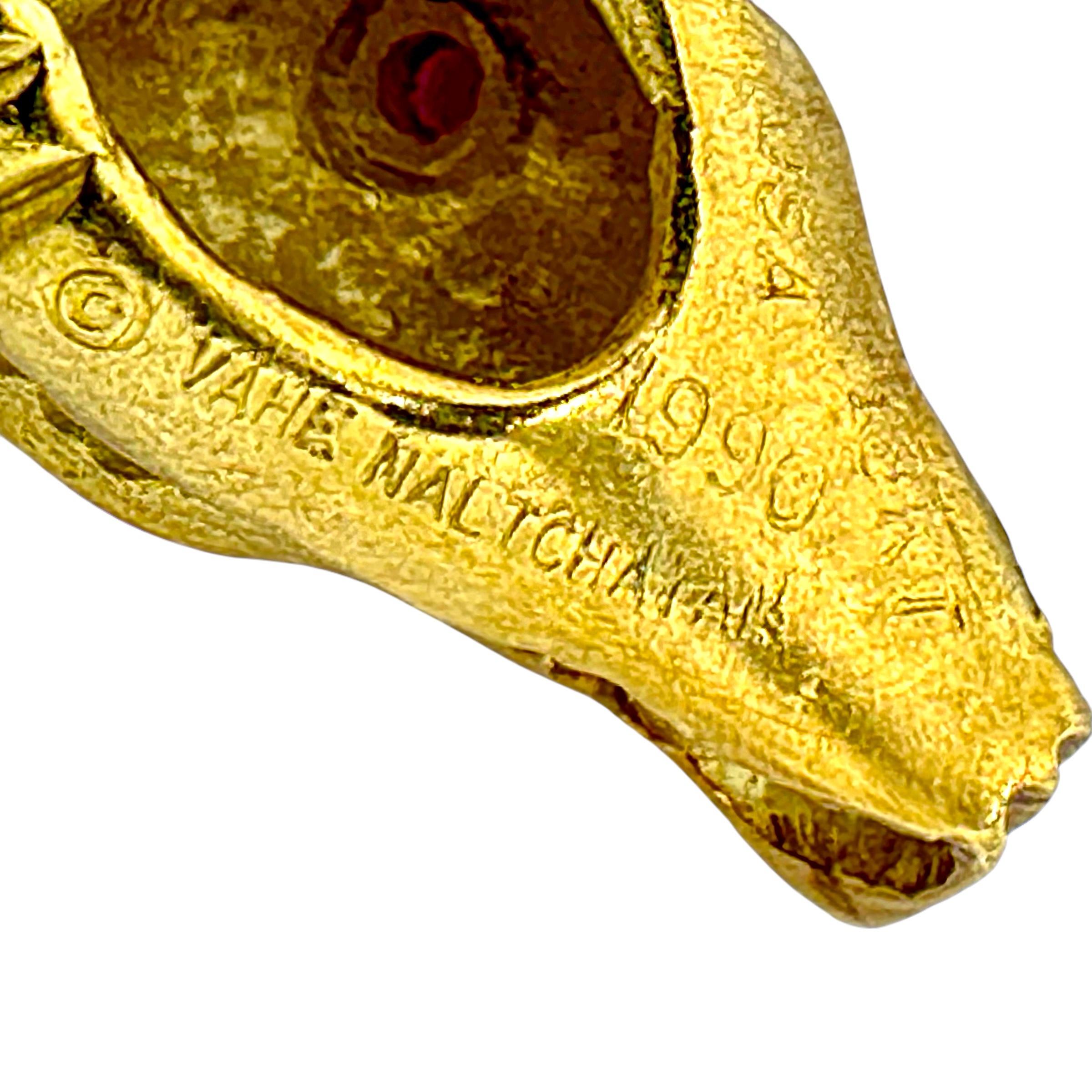 Ciondolo/spilla in oro 18 carati con alligatore realistico lungo 2,3/8 di pollice di Vahe Naltchayan in vendita 3