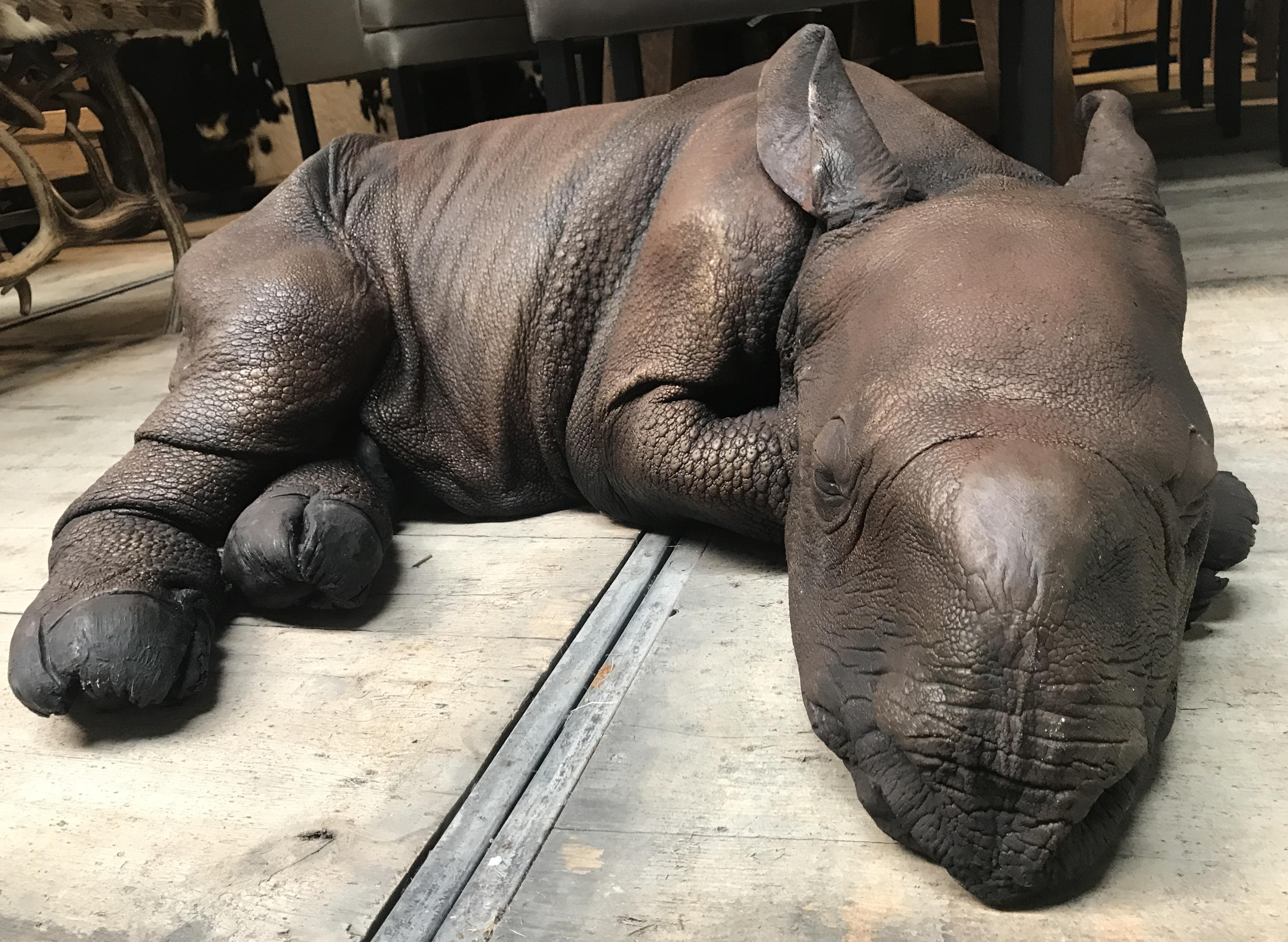 European Lifelike Replica of a Rhino Calf For Sale