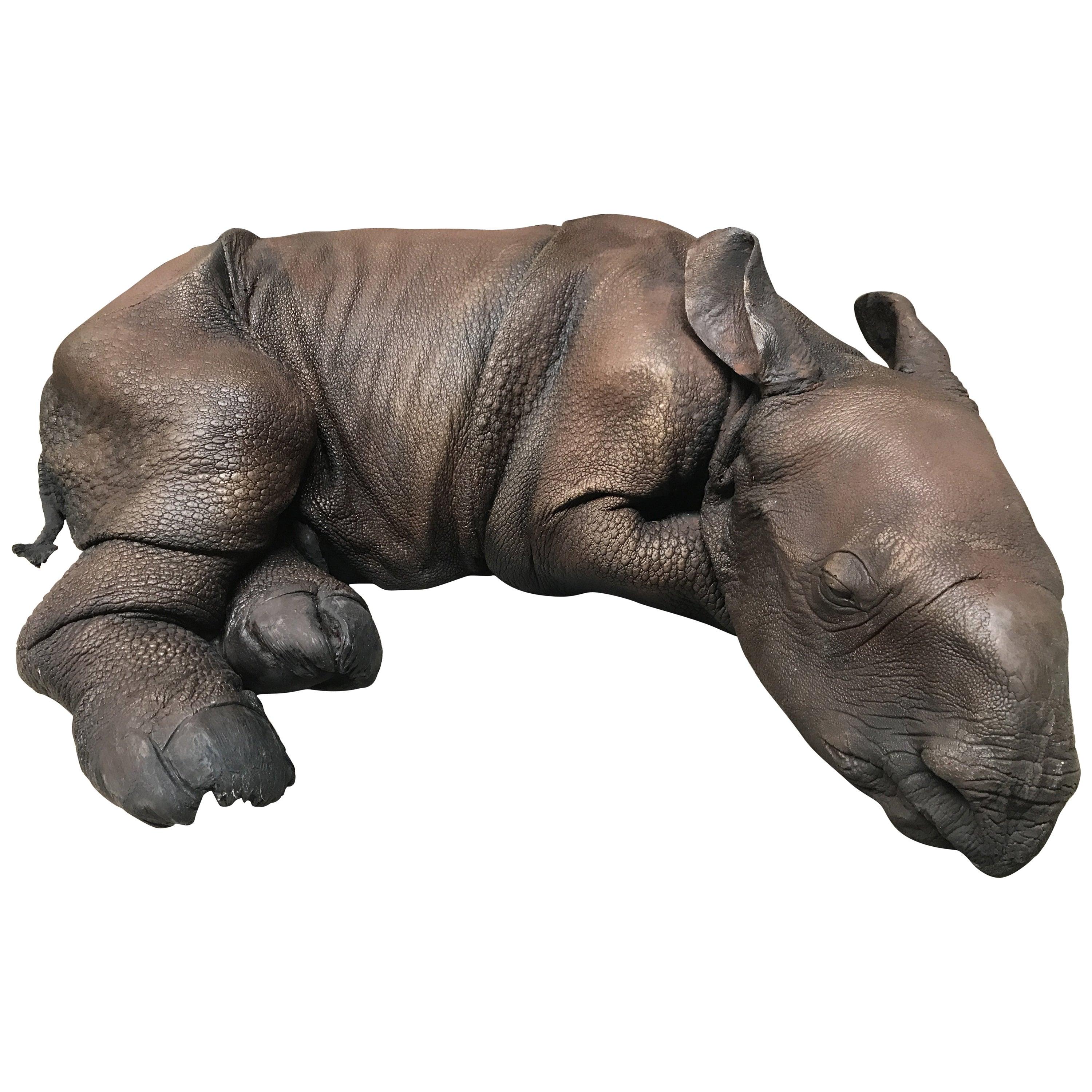 Lifelike Replica of a Rhino Calf For Sale