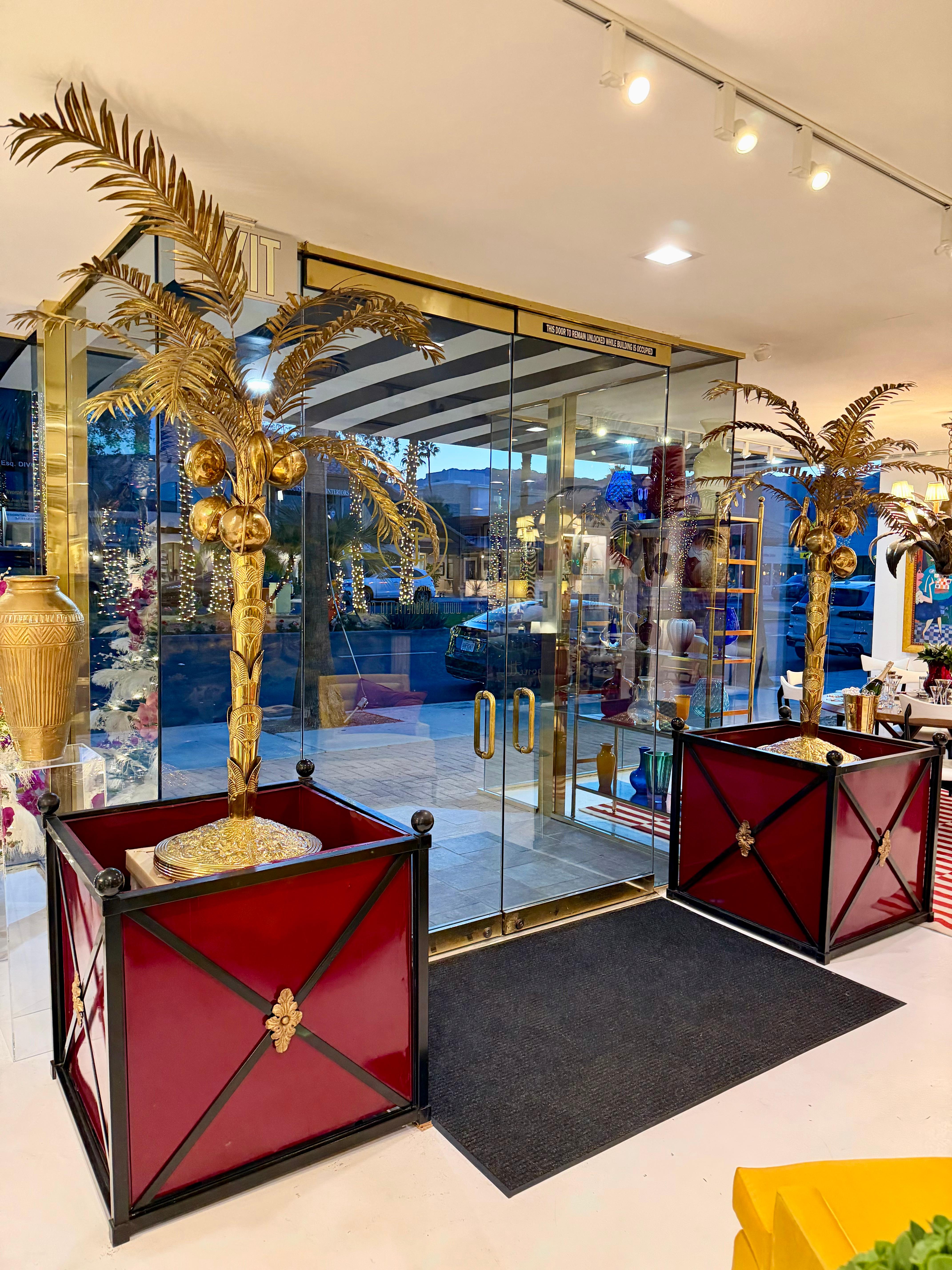 Lifelike Sculptural Brass Coconut Trees For Sale 3