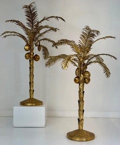 Lifelike Sculptural Brass Coconut Trees