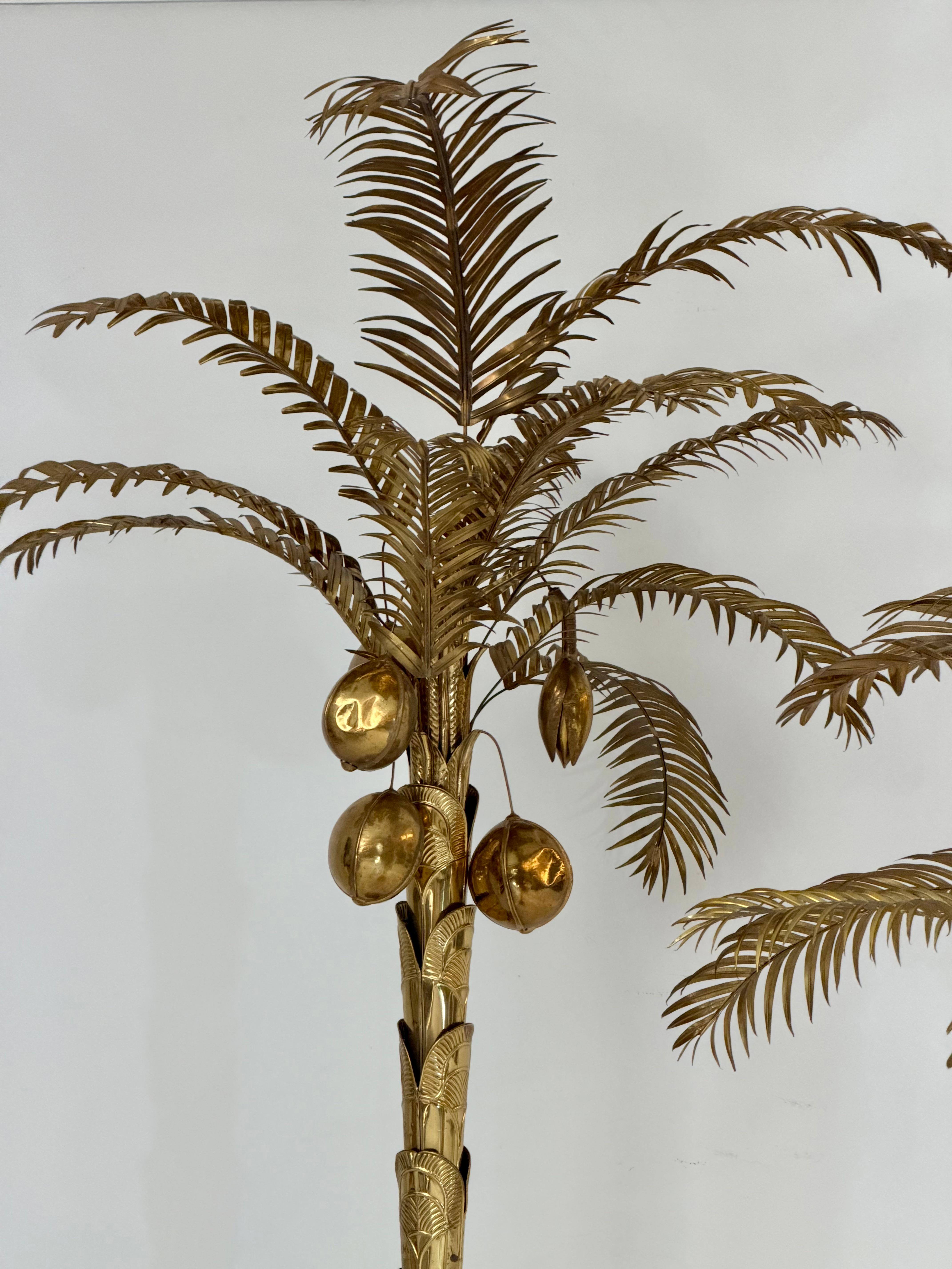 Indian Lifelike Sculptural Brass Coconut Trees For Sale