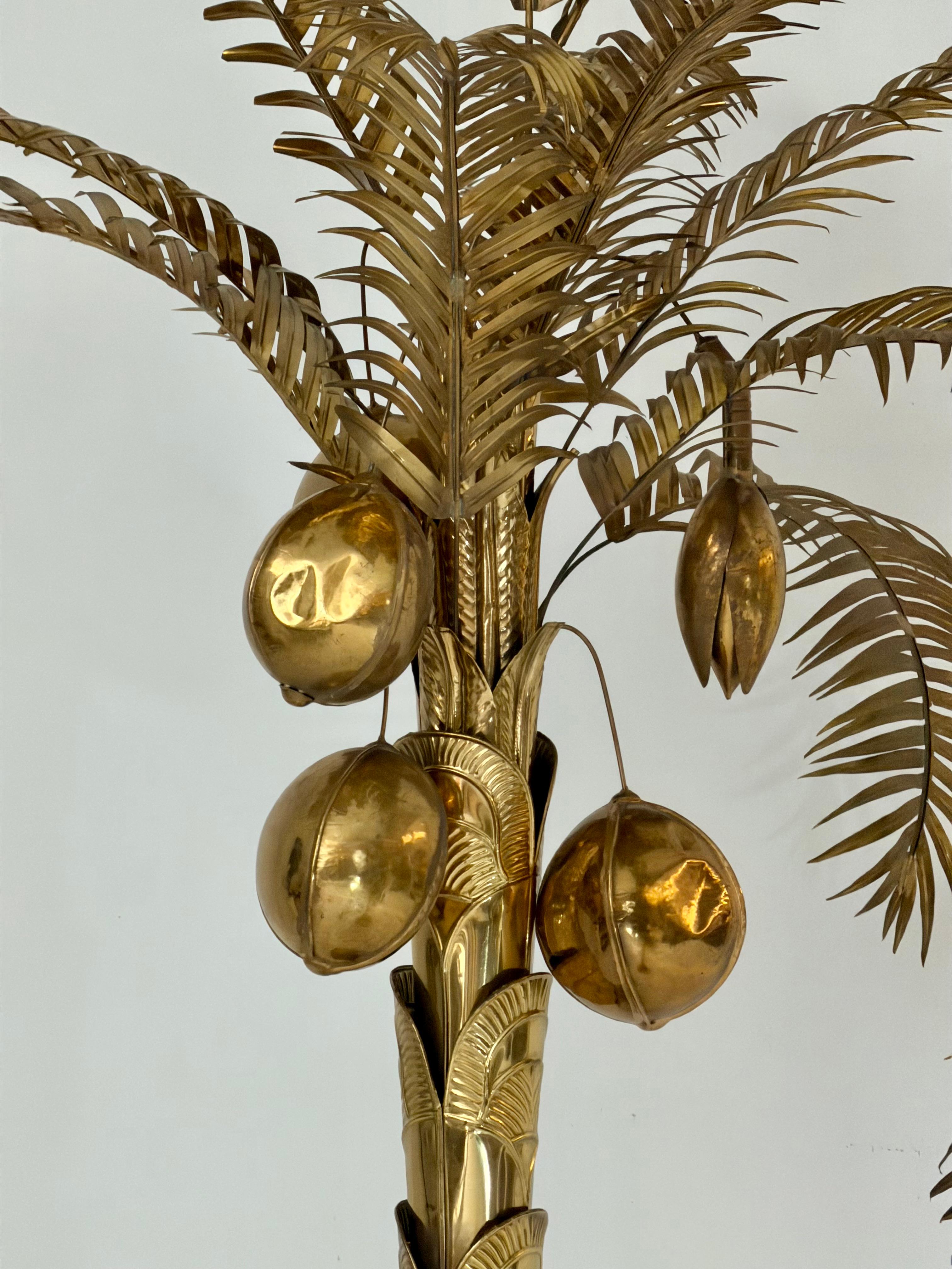 Late 20th Century Lifelike Sculptural Brass Coconut Trees For Sale