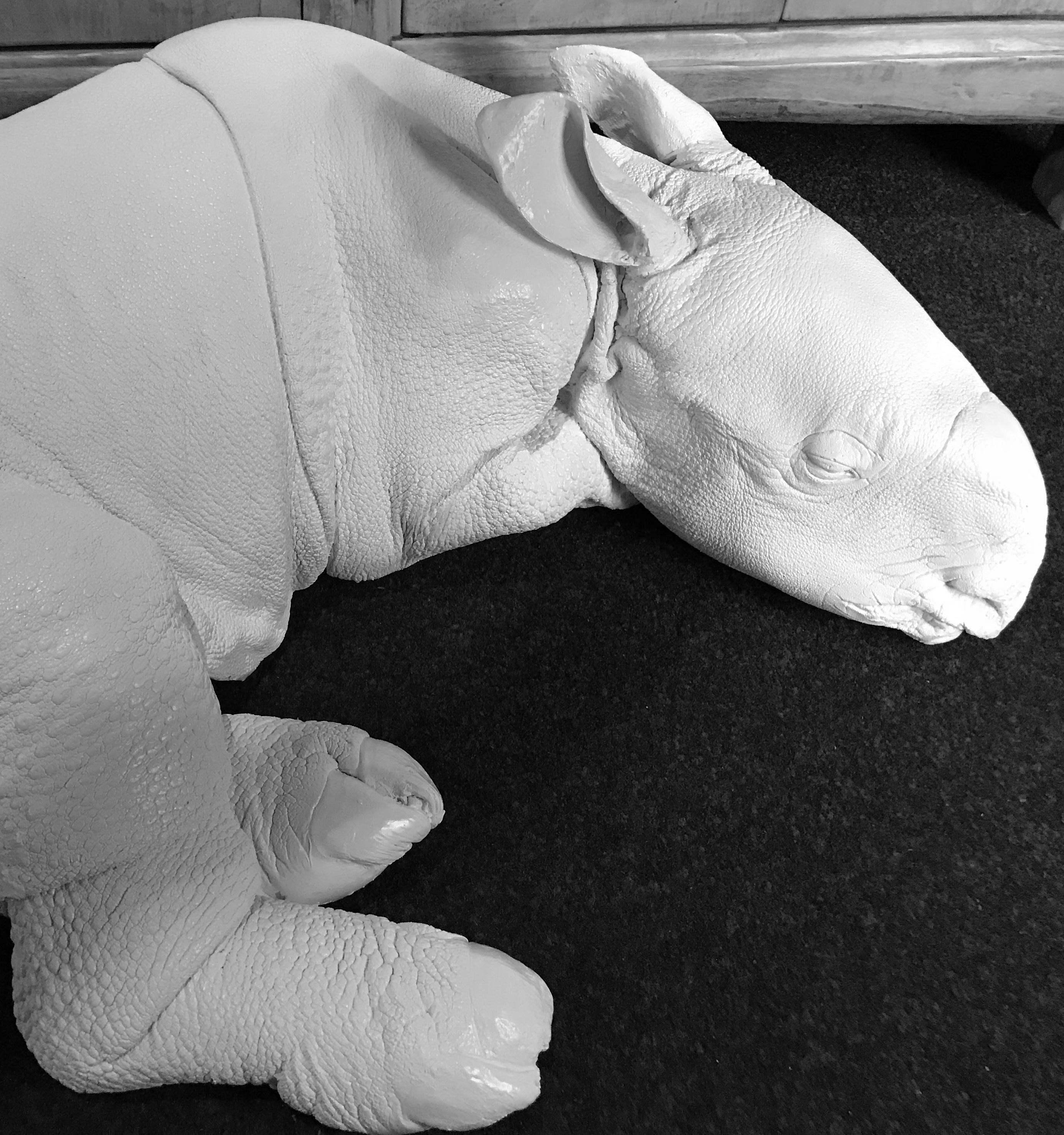 Lifelike White Replica of a Rhino Calf For Sale 1