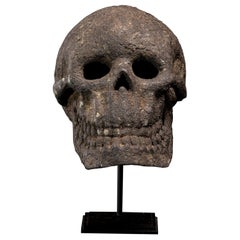 Lifesize 19 Th C Bronze Momento Mori Cast of a Human Skull.French Collection
