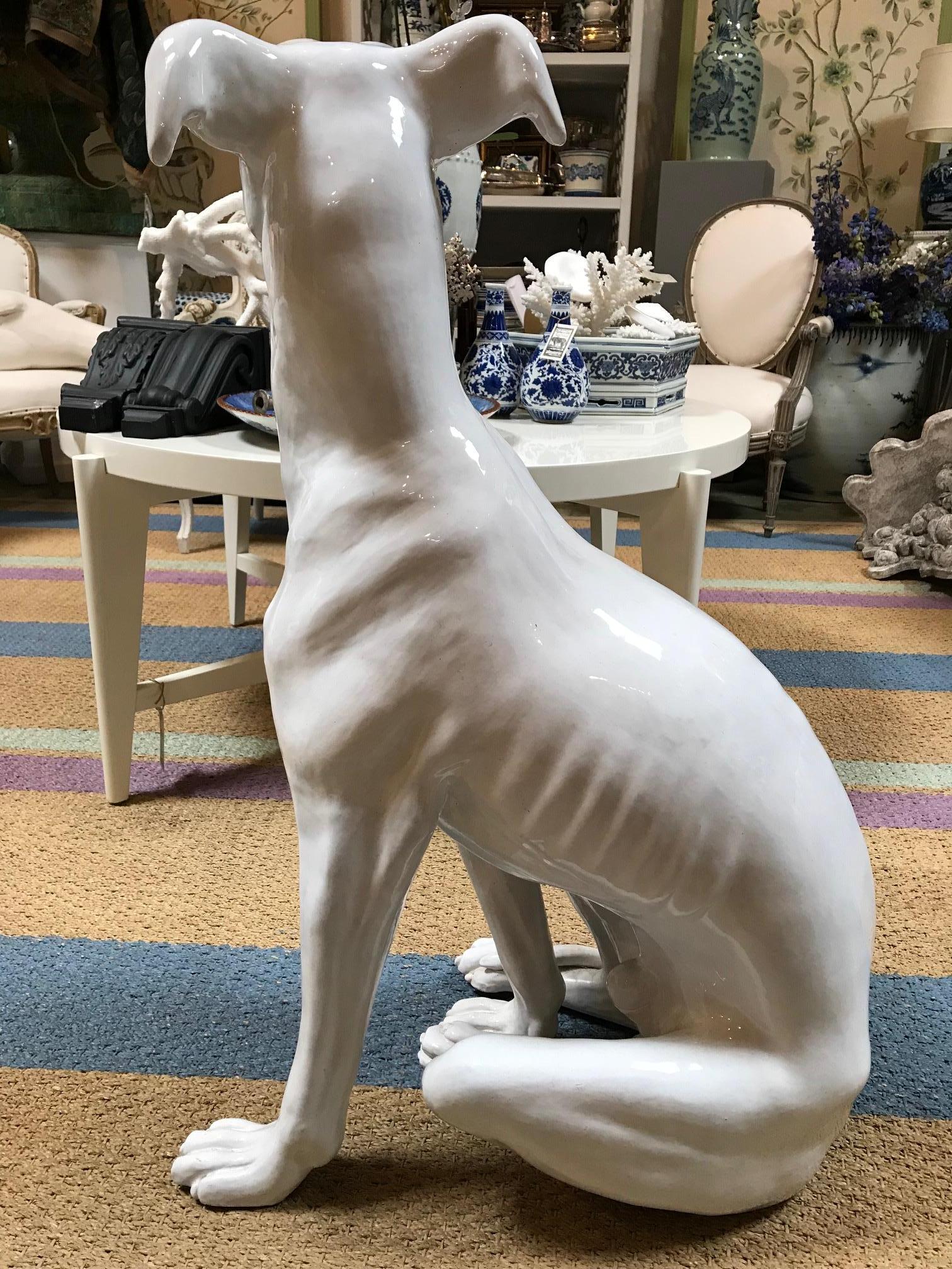 Lifesize 1940s Italian Ceramic Greyhound 1