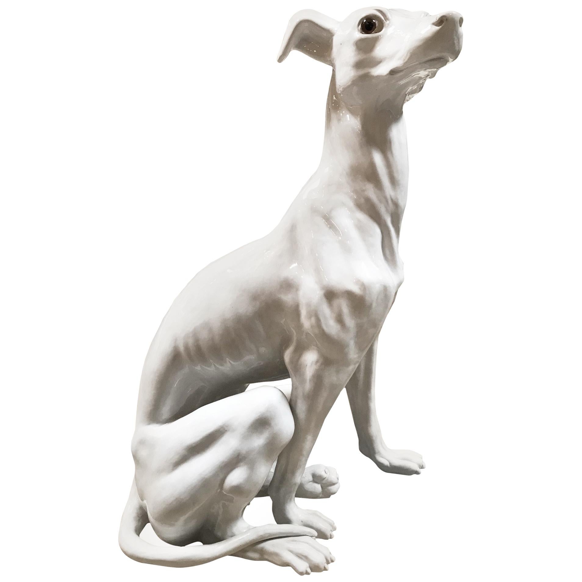 Lifesize 1940s Italian Ceramic Greyhound