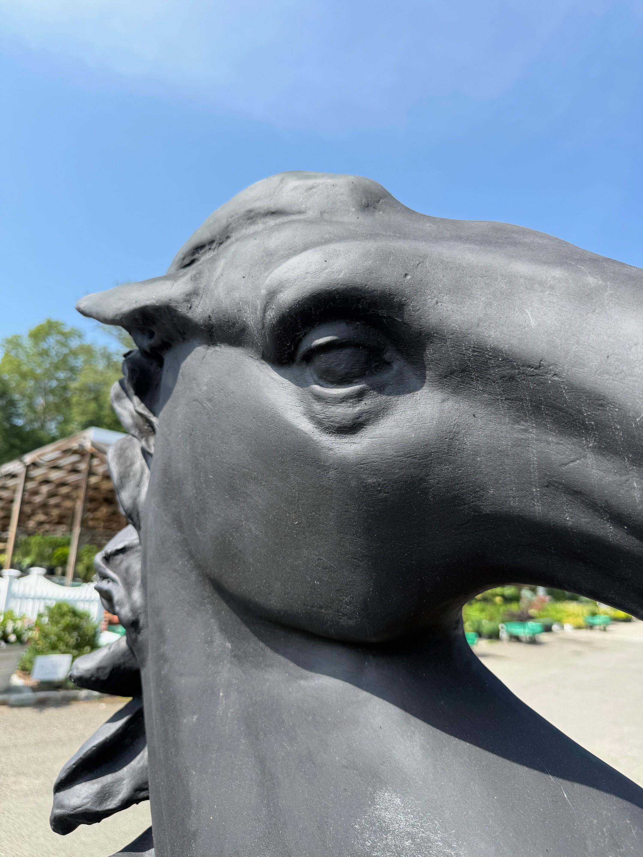 Statue de jardin d'extérieur en fibre de verre, grandeur nature, cheval noir en train de se cabrer en vente 6