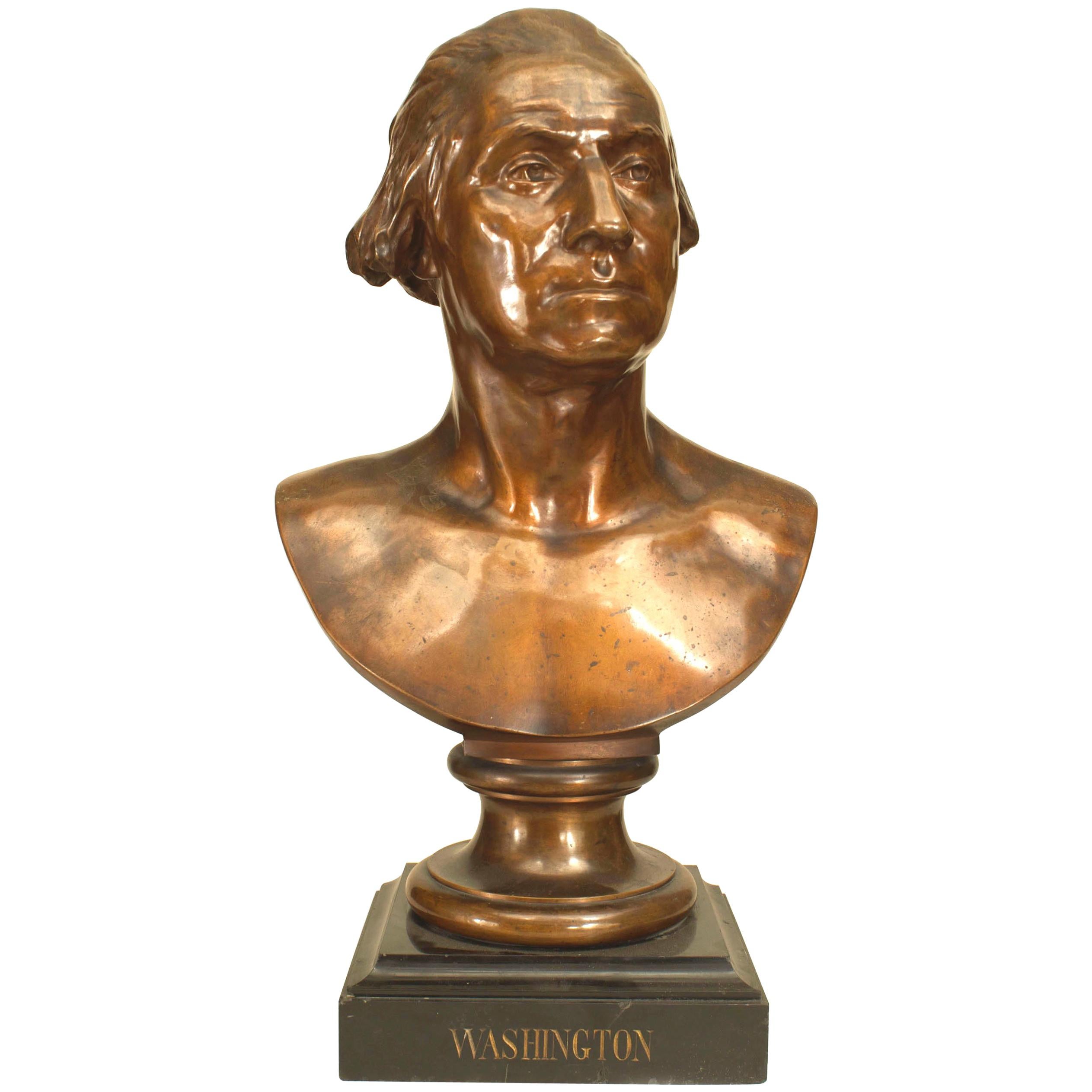 What was Jean Antoine Houdon's sculpture of George Washington made of?