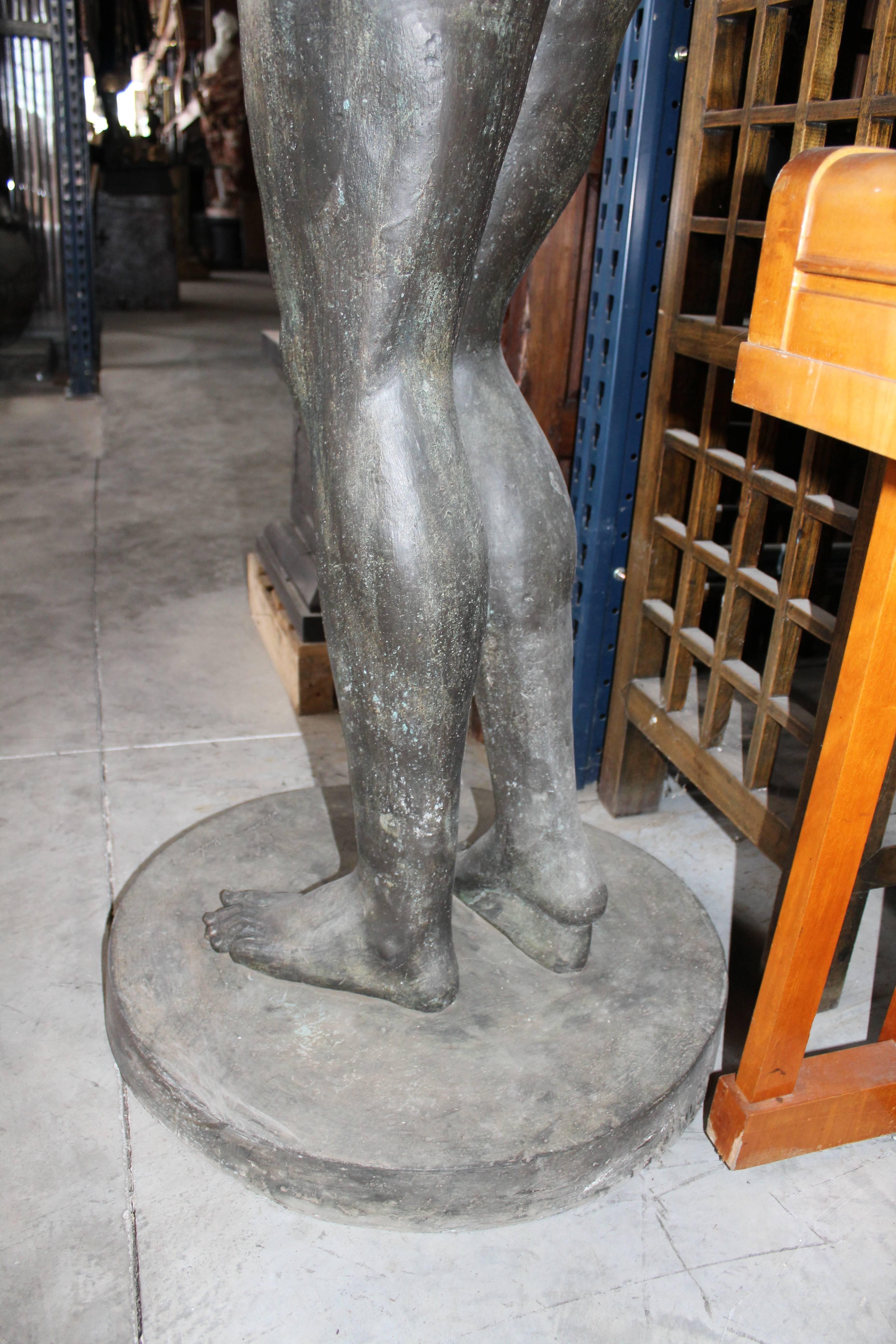 Lifesize Bronze Cast Sculpture of Greek Athlete For Sale 2