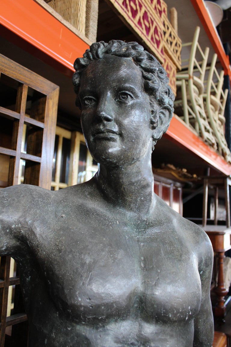 Lifesize Bronze Cast Sculpture Of Greek Athlete For Sale At 1stdibs