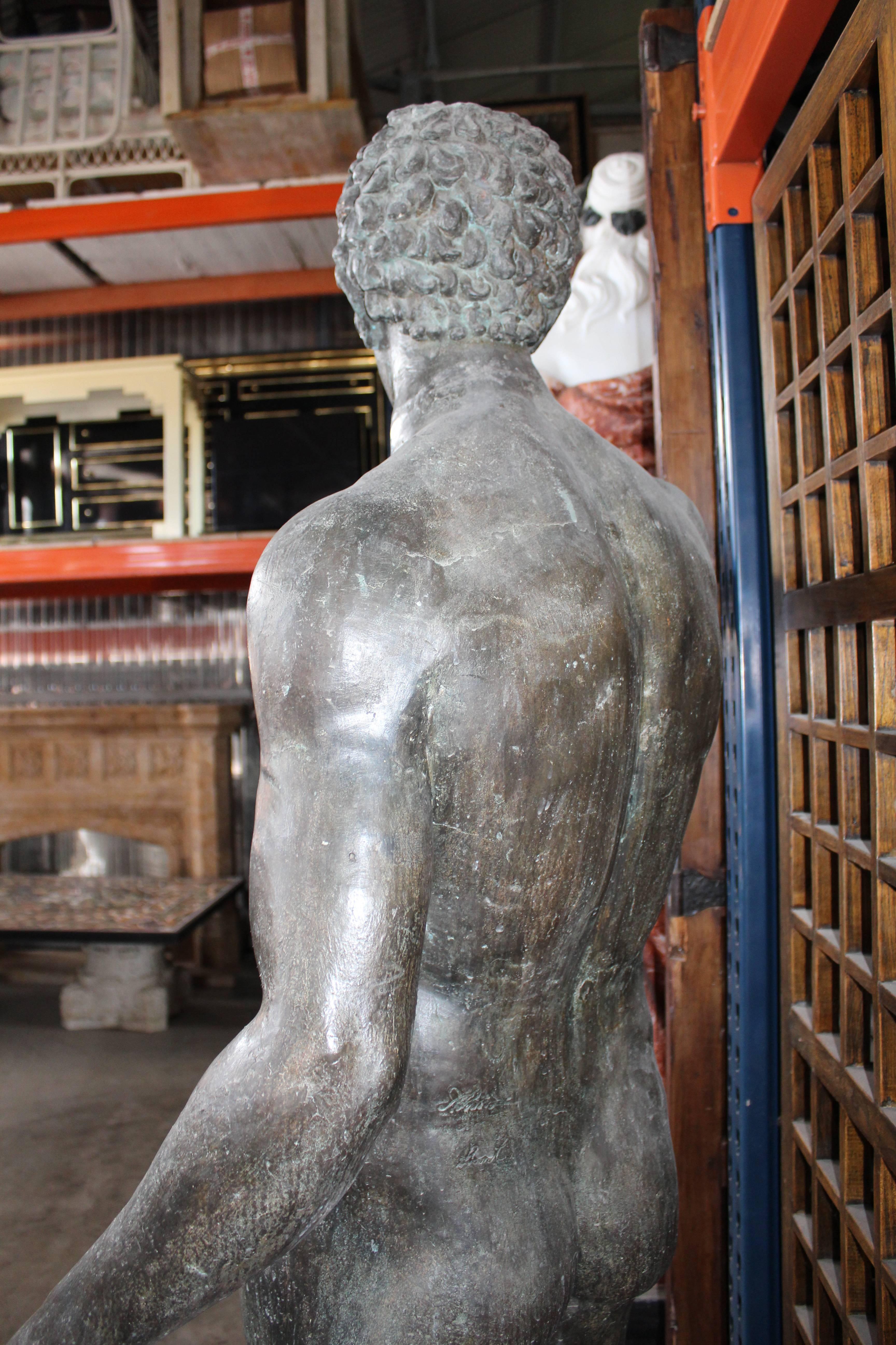 20th Century Lifesize Bronze Cast Sculpture of Greek Athlete For Sale
