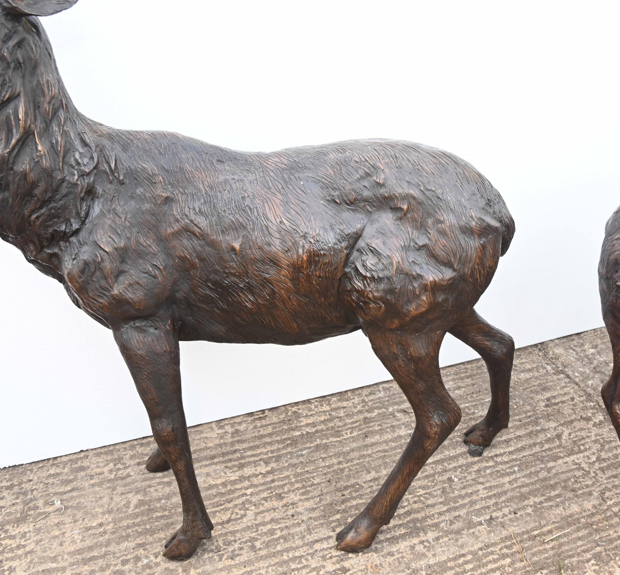 Lifesize Bronze Deer Family Fawn Roe Buck Garden Casting 8