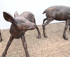 Lifesize Bronze Deer Family Fawn Roe Buck Garden Casting