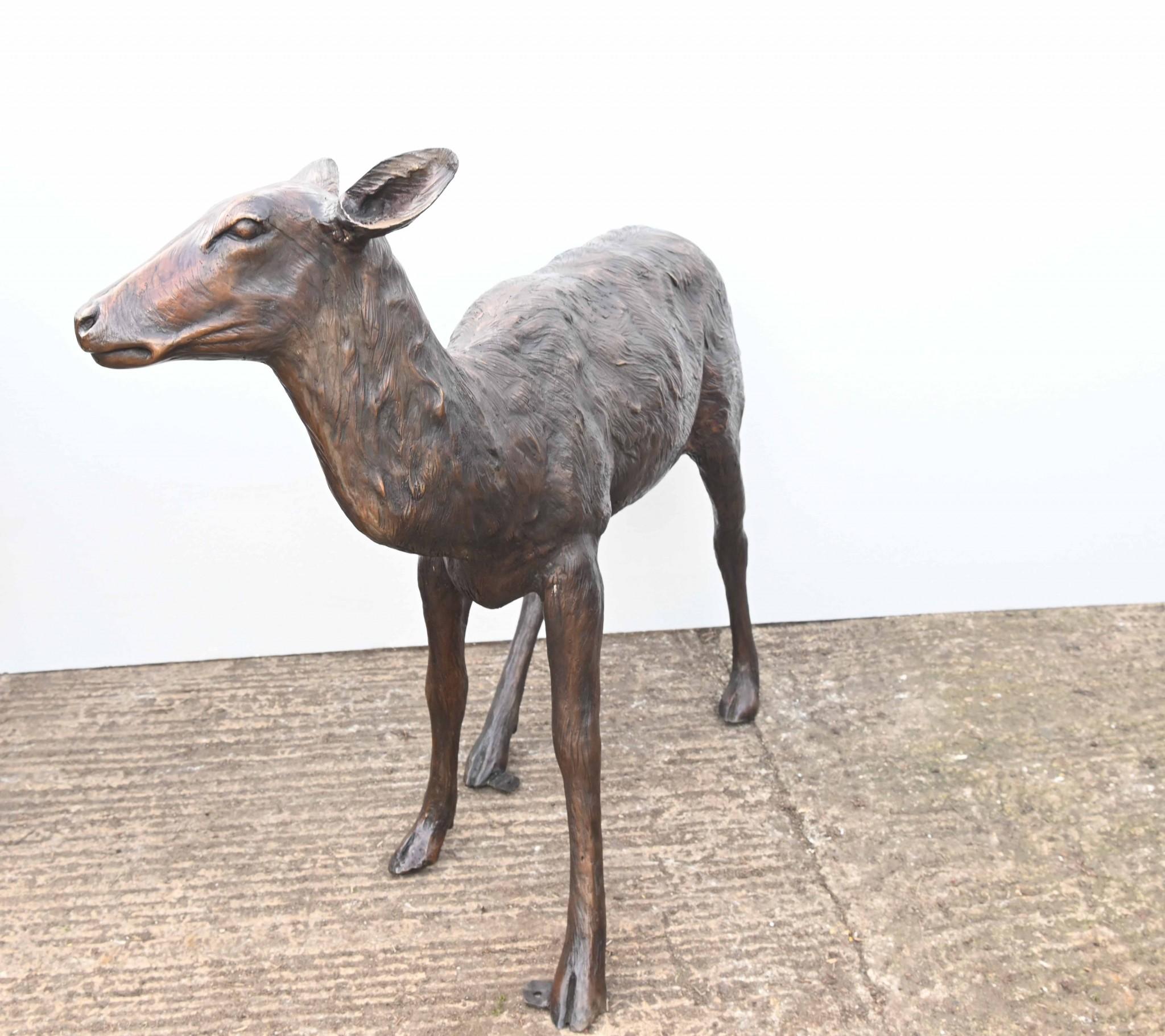 Lifesize Bronze Deer Family Fawn Roe Buck Garden Casting 2