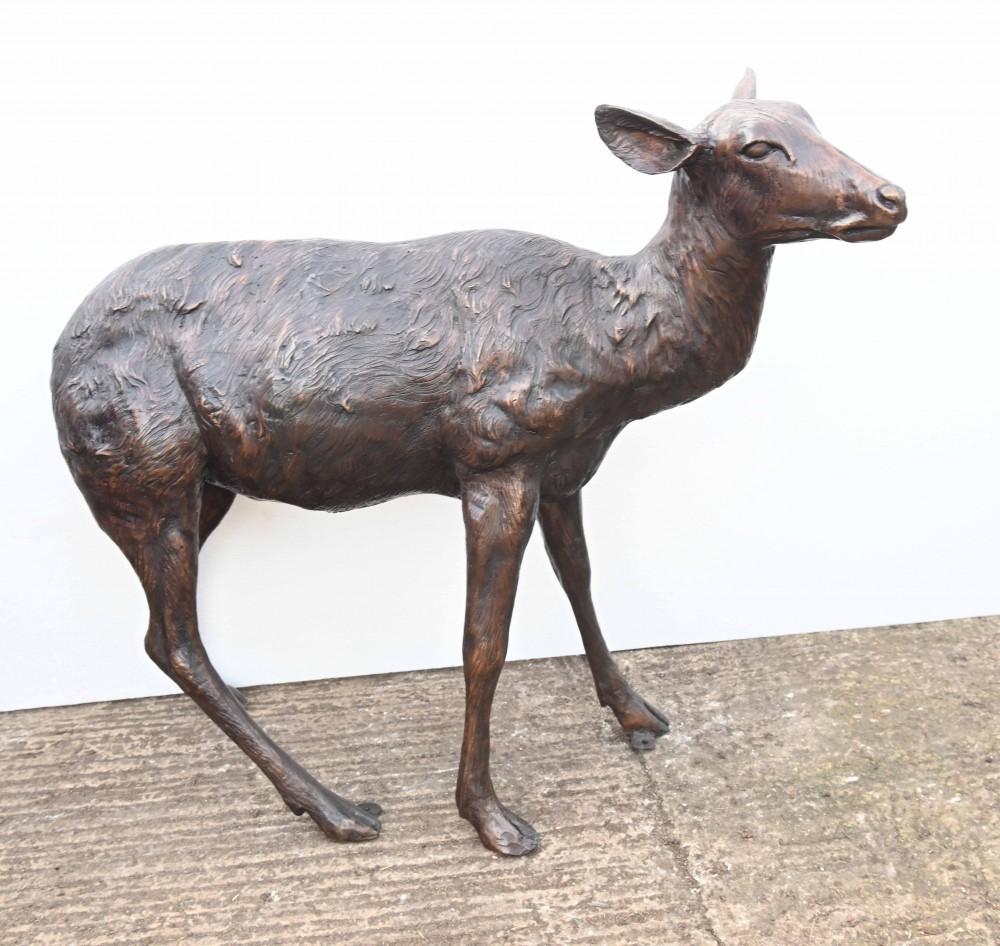 Lifesize Bronze Deer Family Fawn Roe Buck Garden Casting 5