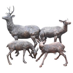 Bronze grandeur nature Famille de cerfs Faon Chevreuil Daims Jardin Fonte