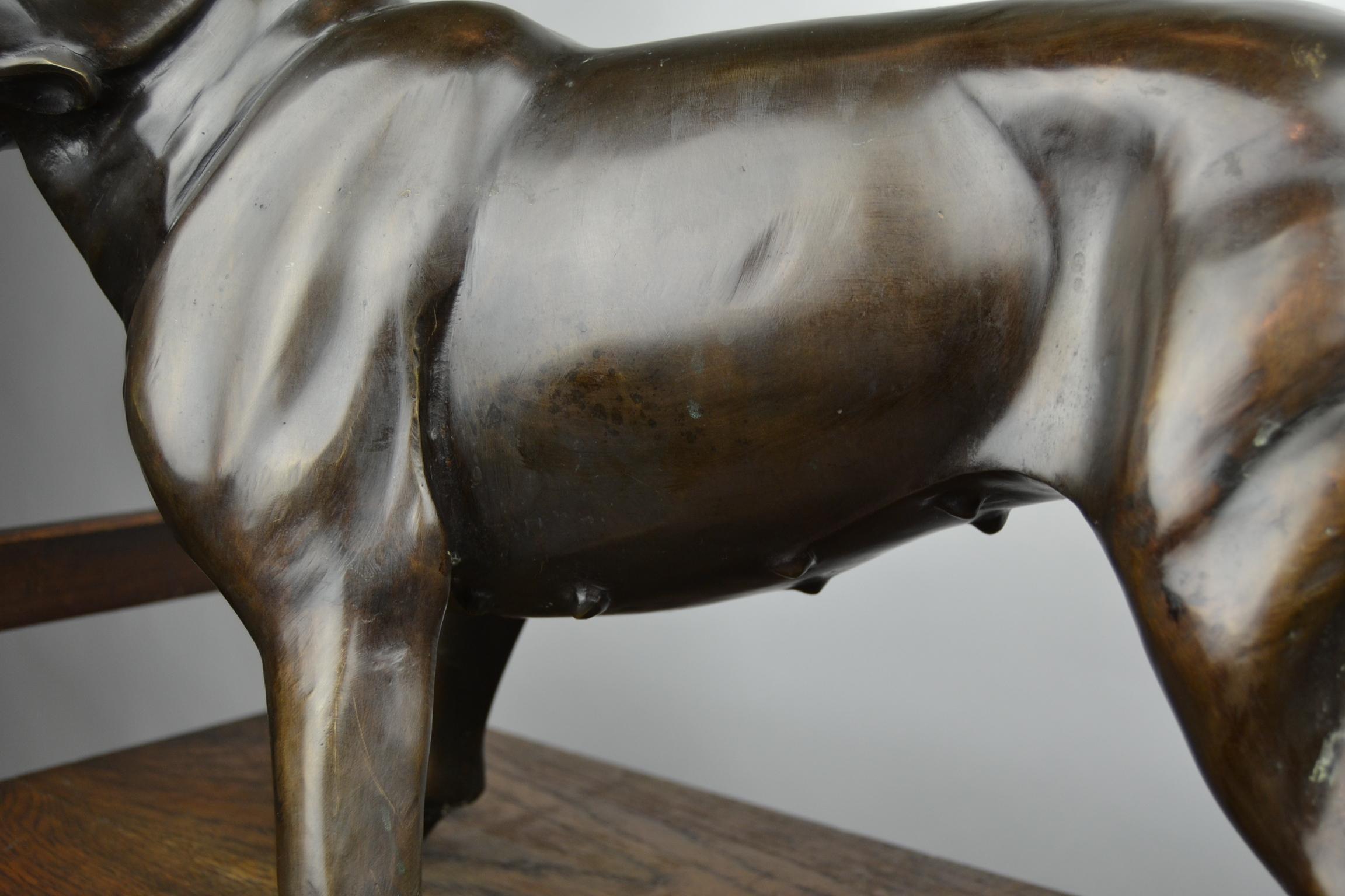 Französische Bulldogge in Lebensgröße aus Bronze, Statue eines Bostoner Terriers 1