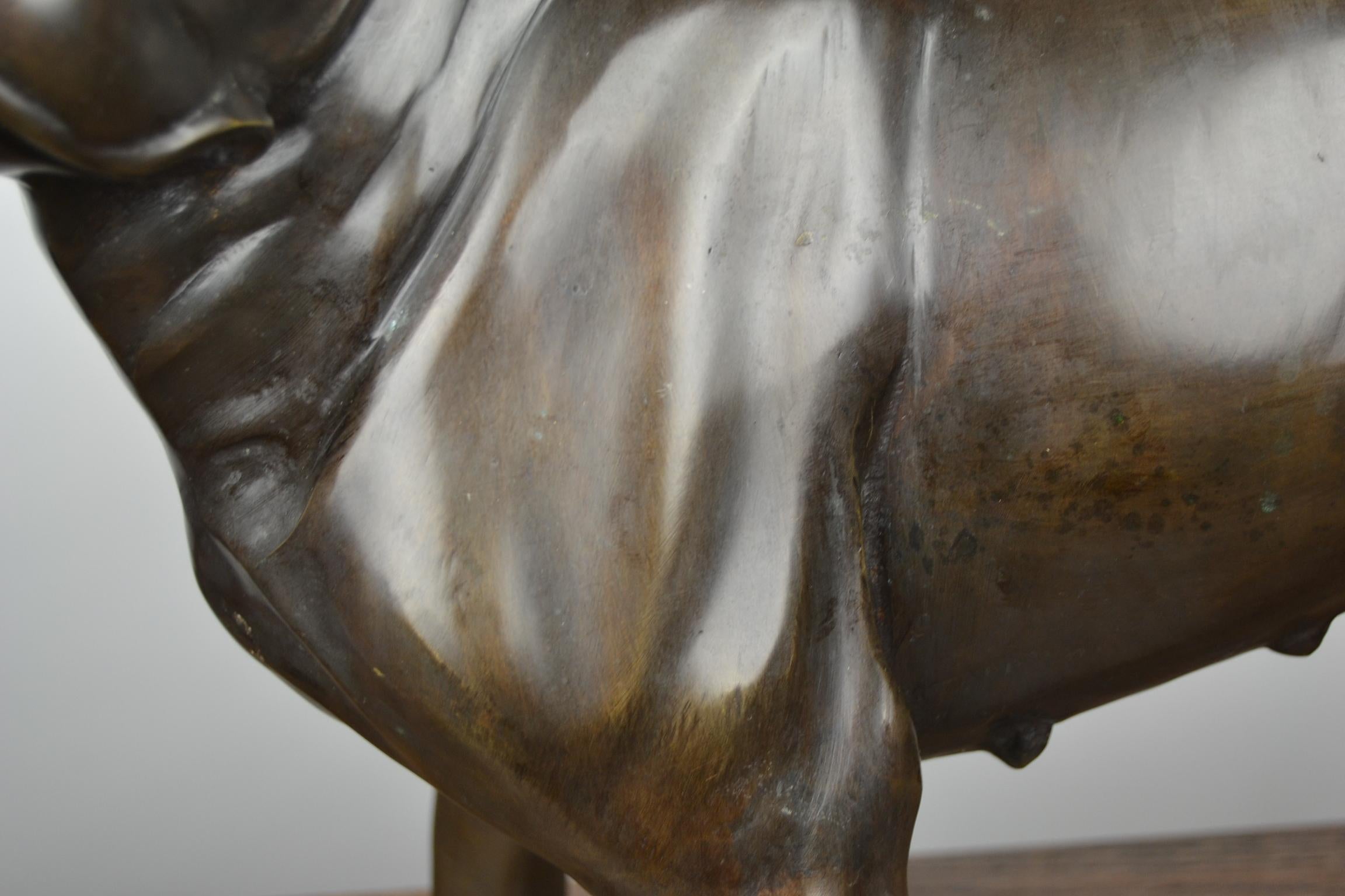 Französische Bulldogge in Lebensgröße aus Bronze, Statue eines Bostoner Terriers 2