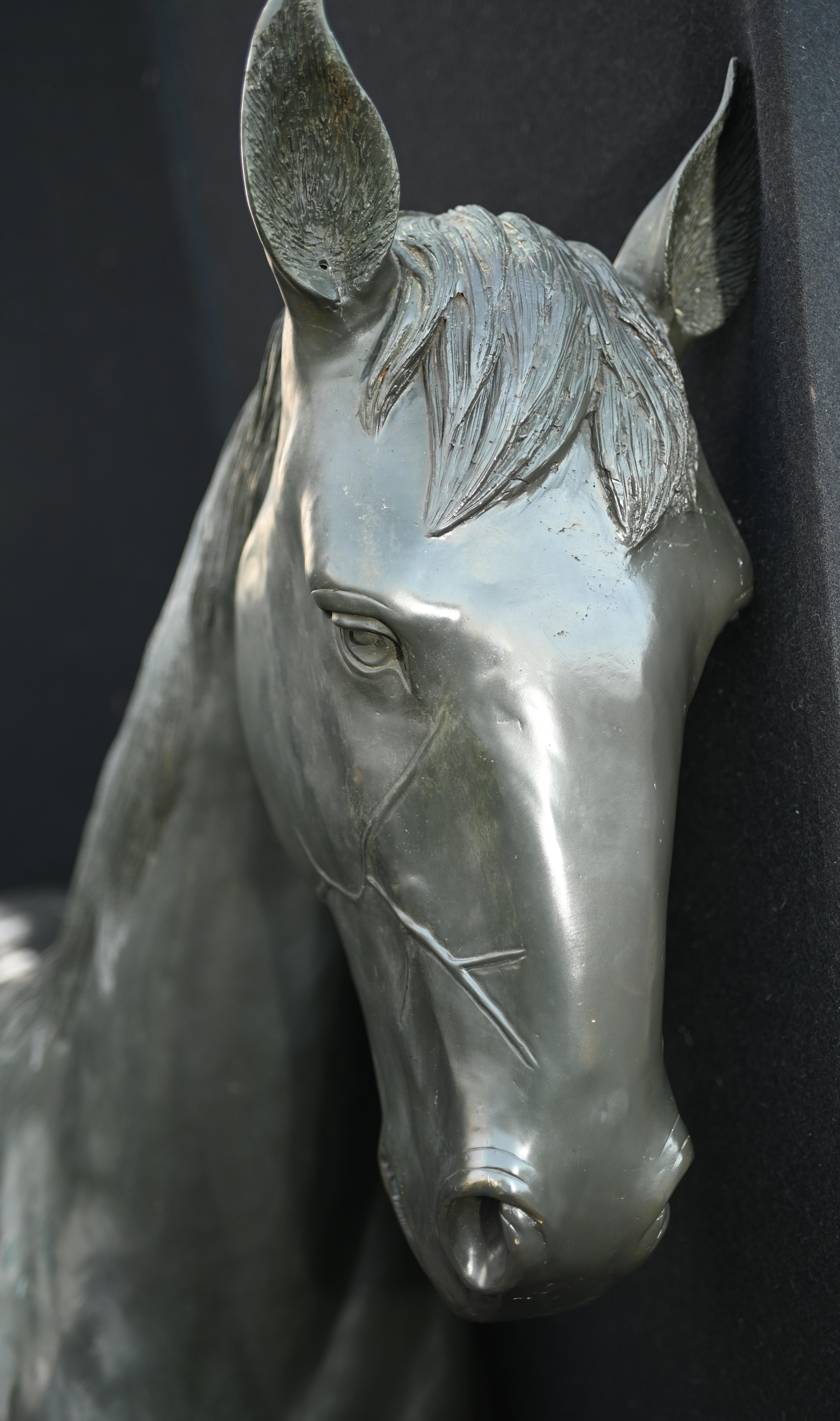 Statue de cheval grandeur nature en bronze, sculpture de jardin équestre en vente 6