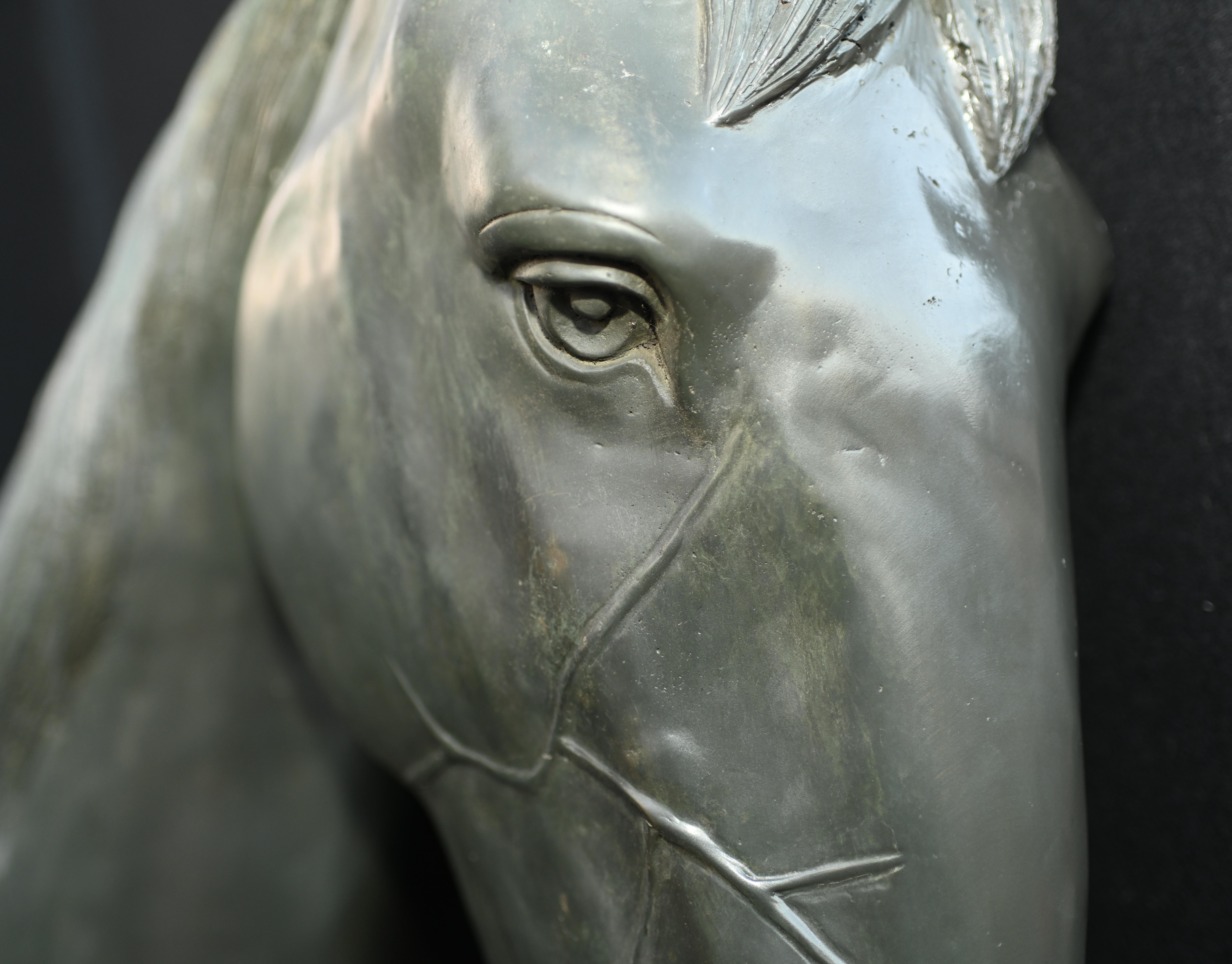 Statue de cheval grandeur nature en bronze, sculpture de jardin équestre en vente 8