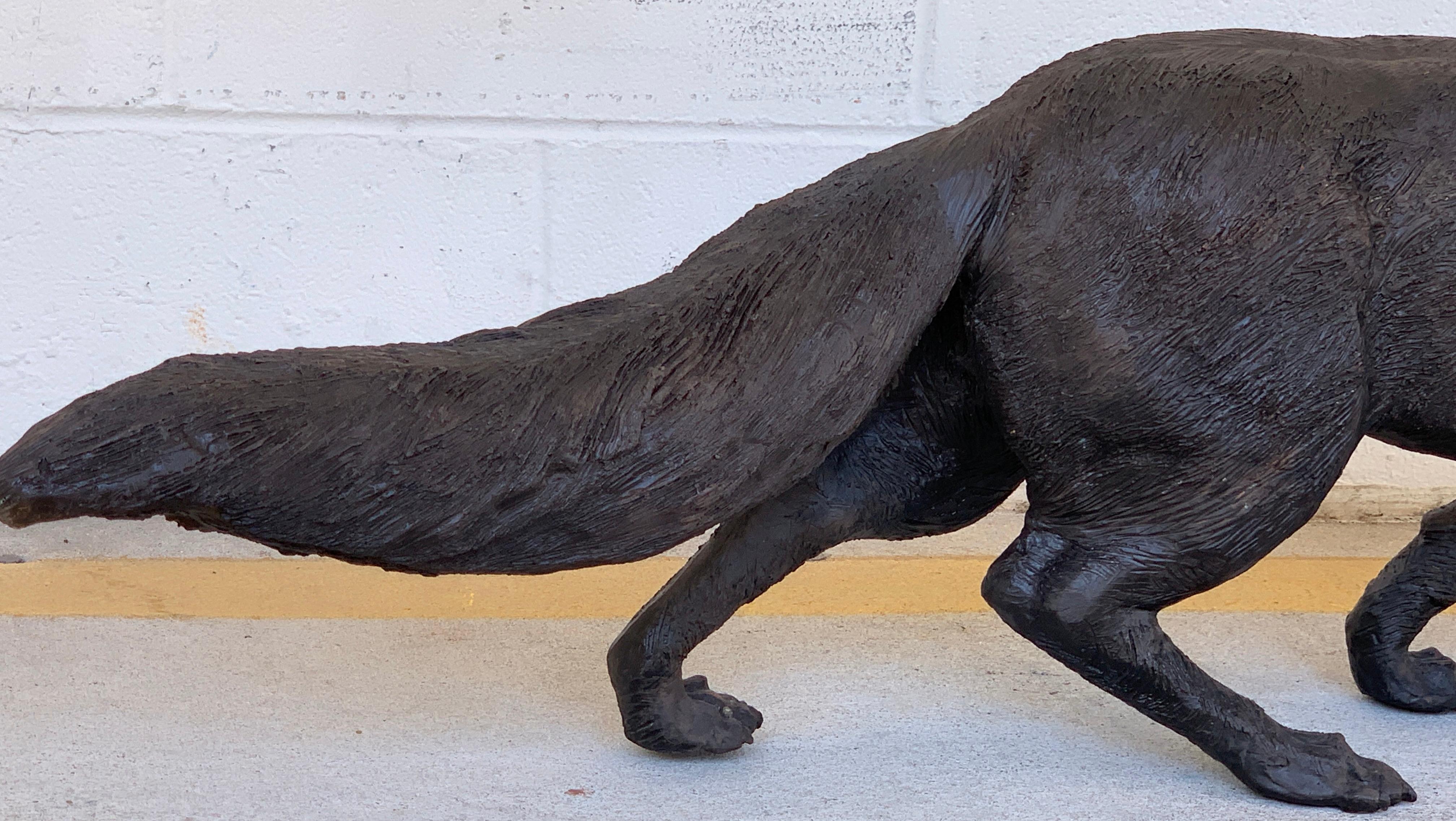 Life-Size Bronze Sculpture of a Walking Fox, Foundry Marked and Artist Signed 2